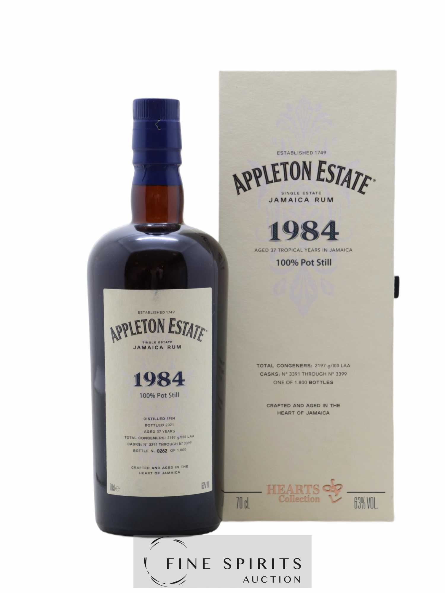 Appleton Estate 37 years 1984 Of. Pot Still Cask n°3391 through n°3399 - One of 1800 - bottled 2021 Hearts Collection - Lot de 1 bouteille - 0