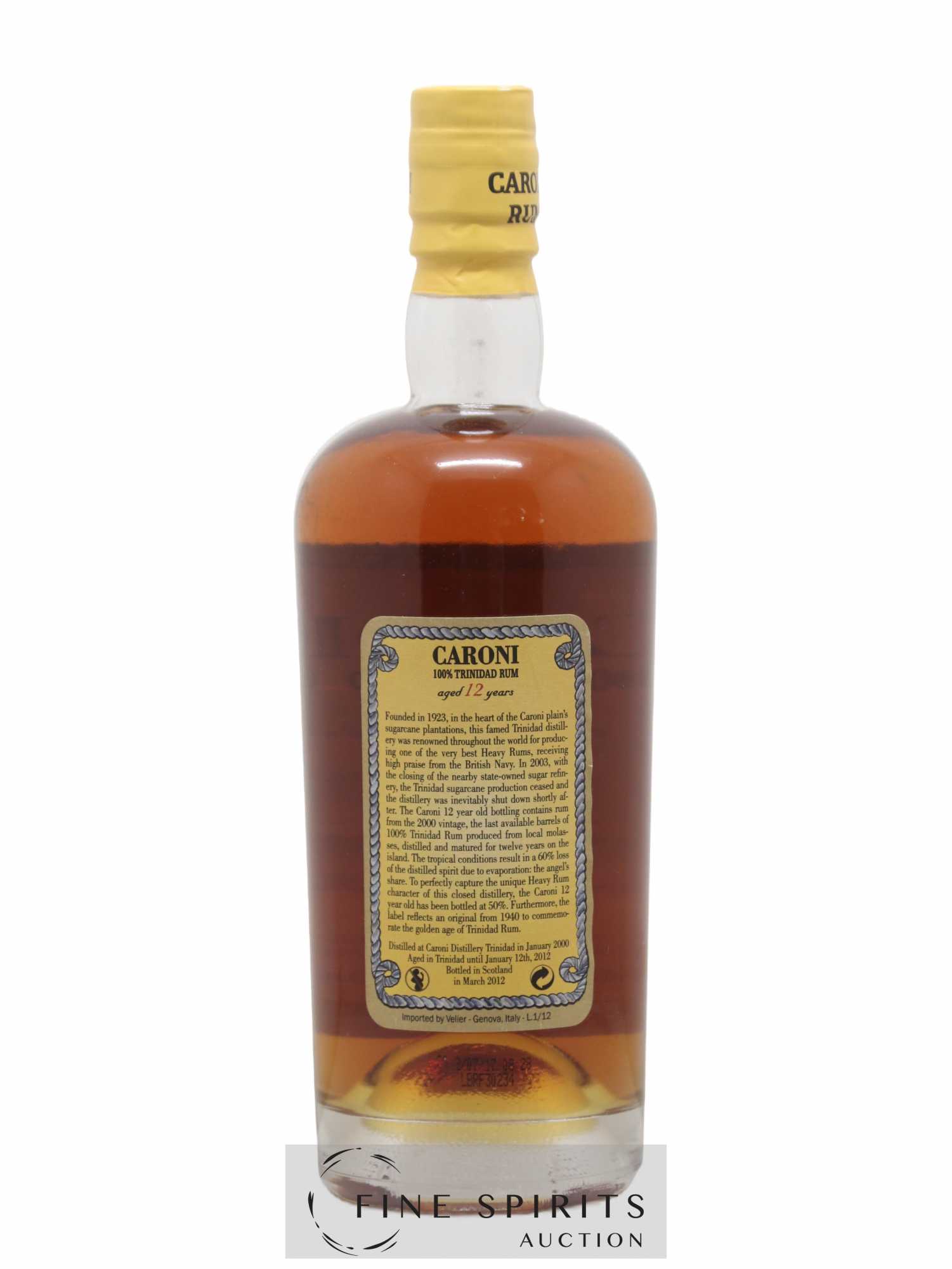 Caroni 12 years 2000 Velier 100° Proof bottled 2012 Extra Strong - Lot of 1 bottle - 1