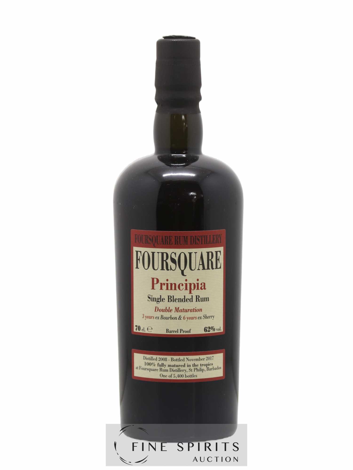 Foursquare 9 years 2008 Velier Principia Barrel Proof - One of 5400 - bottled 2017 Double Maturation - Lot de 1 bouteille - 1