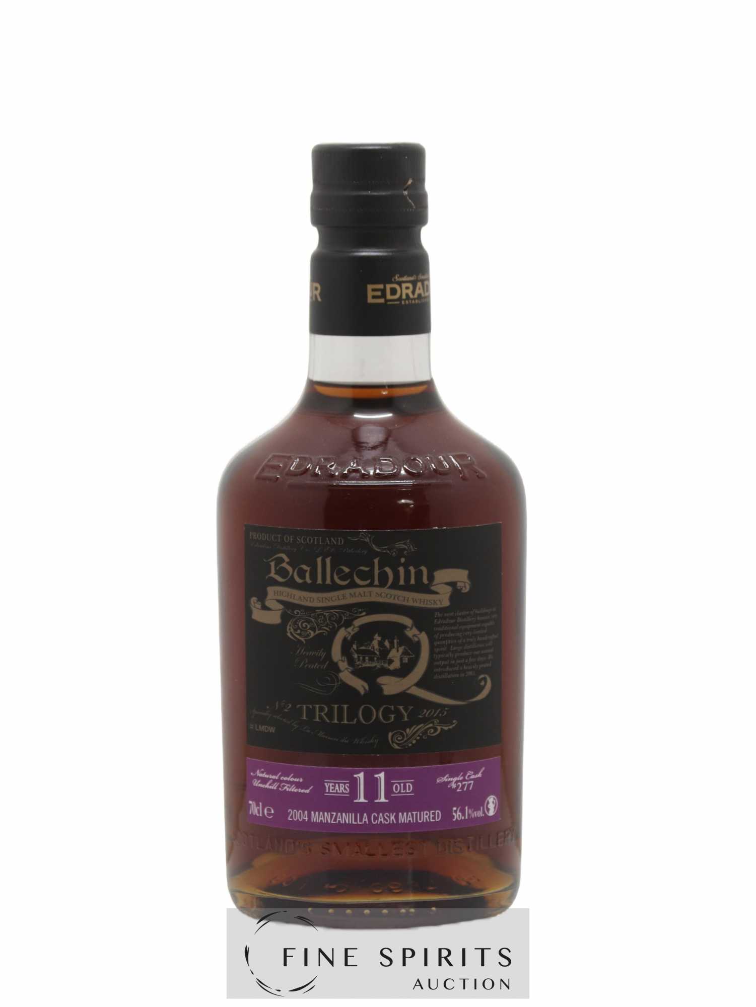 Ballechin 11 years 2004 Of. Trilogy n°2 Single Manzanilla Cask Matured n°277 - bottled 2015 - Lot de 1 bouteille - 1
