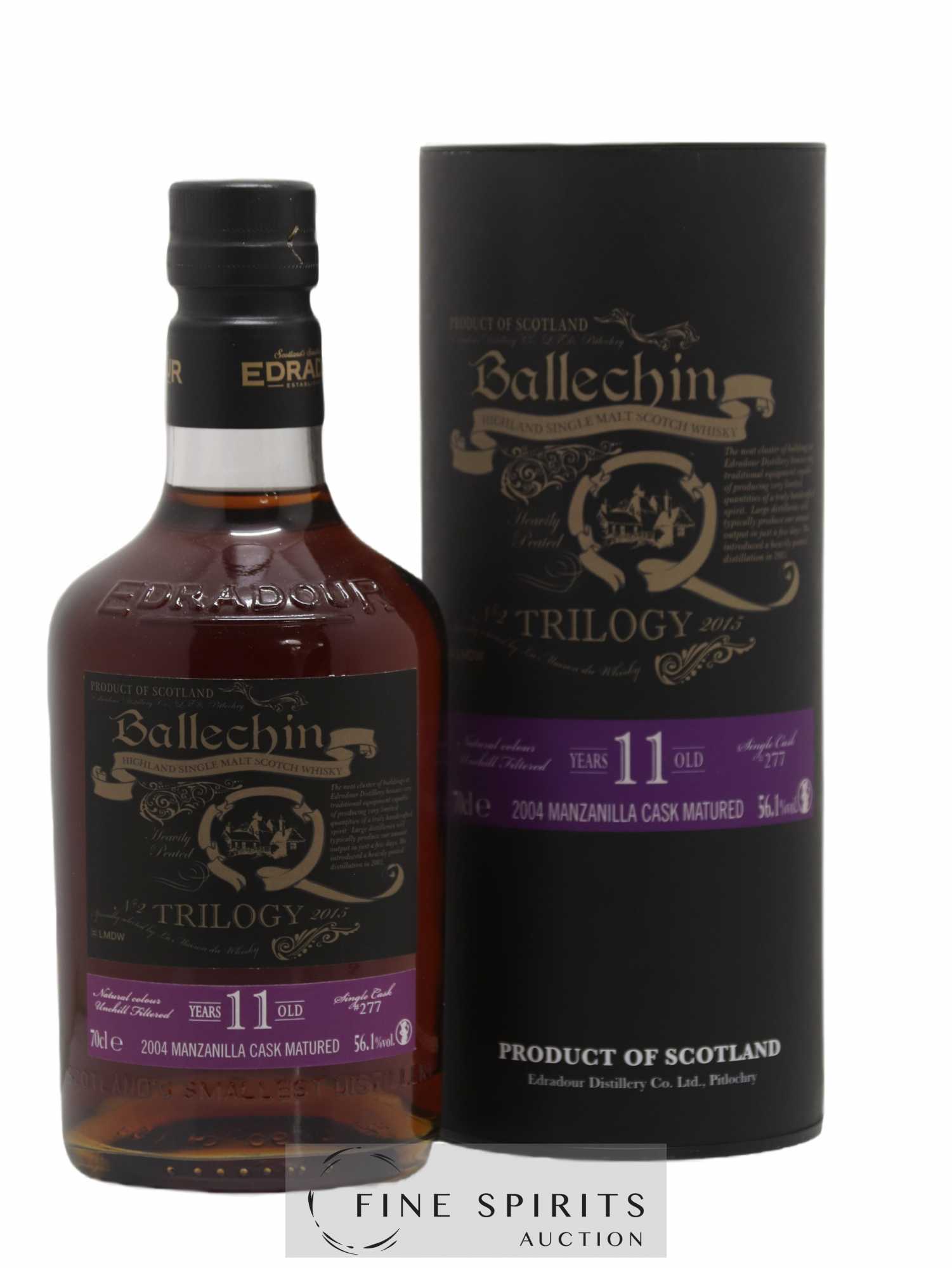 Ballechin 11 years 2004 Of. Trilogy n°2 Single Manzanilla Cask Matured n°277 - bottled 2015 - Lot de 1 bouteille - 0