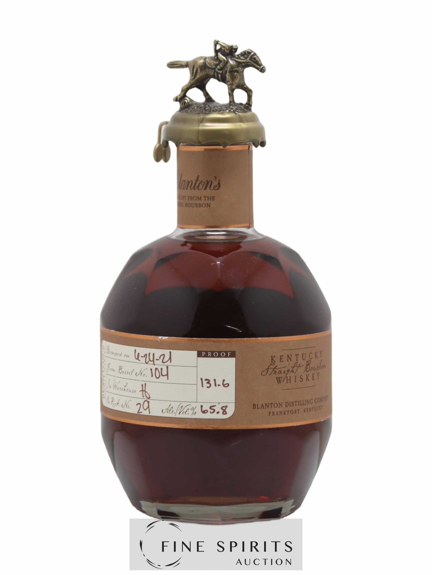 Blanton's Of. Warehouse H - Single Barrel n°104 - dumped 2021 - Lot de 1 bouteille - 2