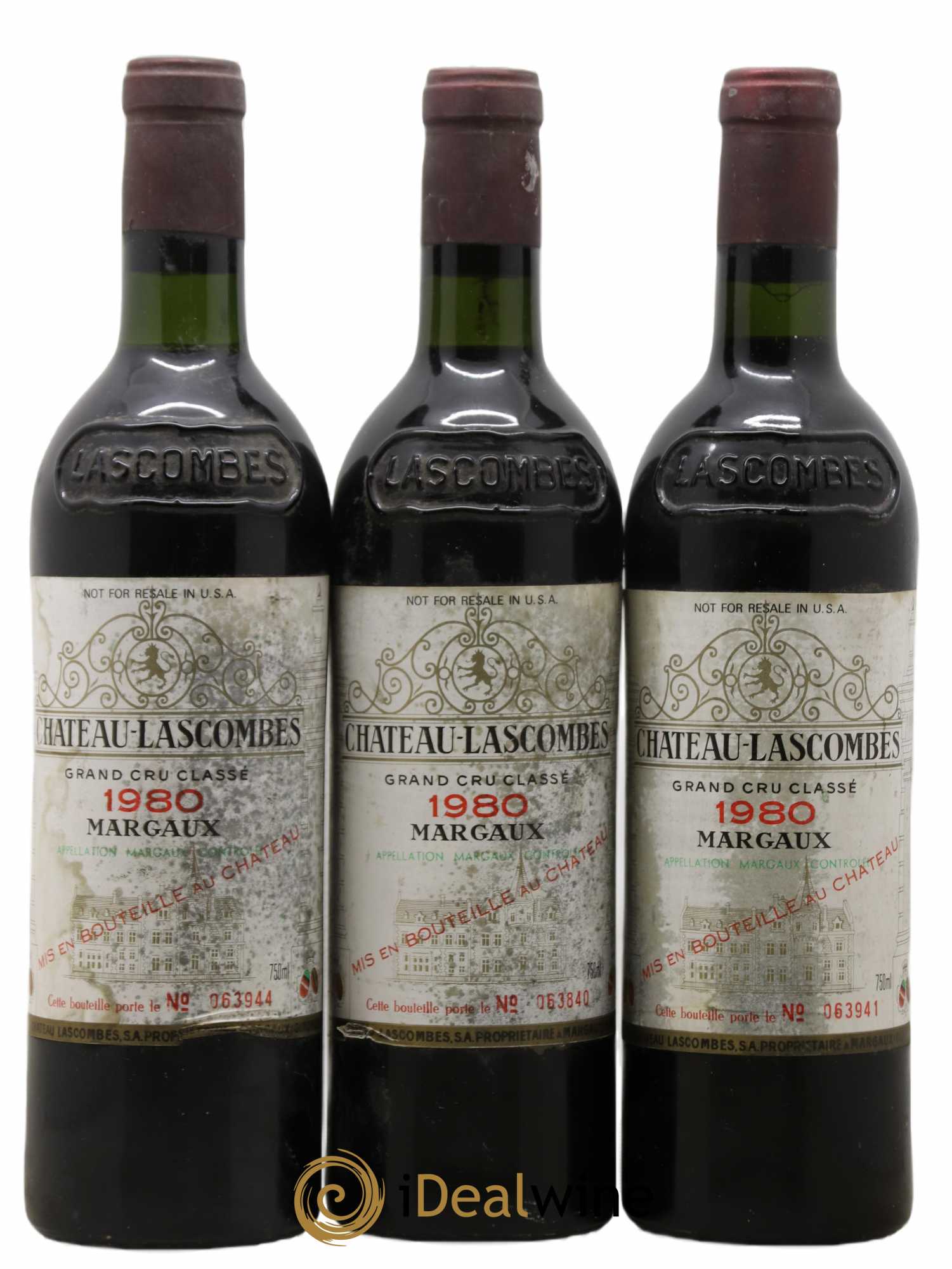 Château Lascombes 2ème Grand Cru Classé 1980 - Lot de 3 bouteilles - 0