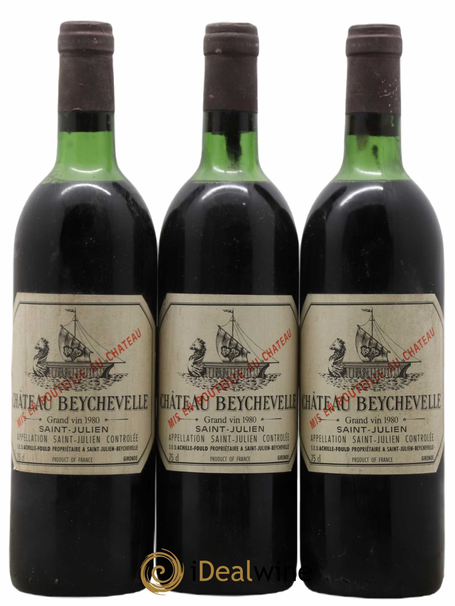 Château Beychevelle 4ème Grand Cru Classé 1980 - Lot de 3 bouteilles - 0
