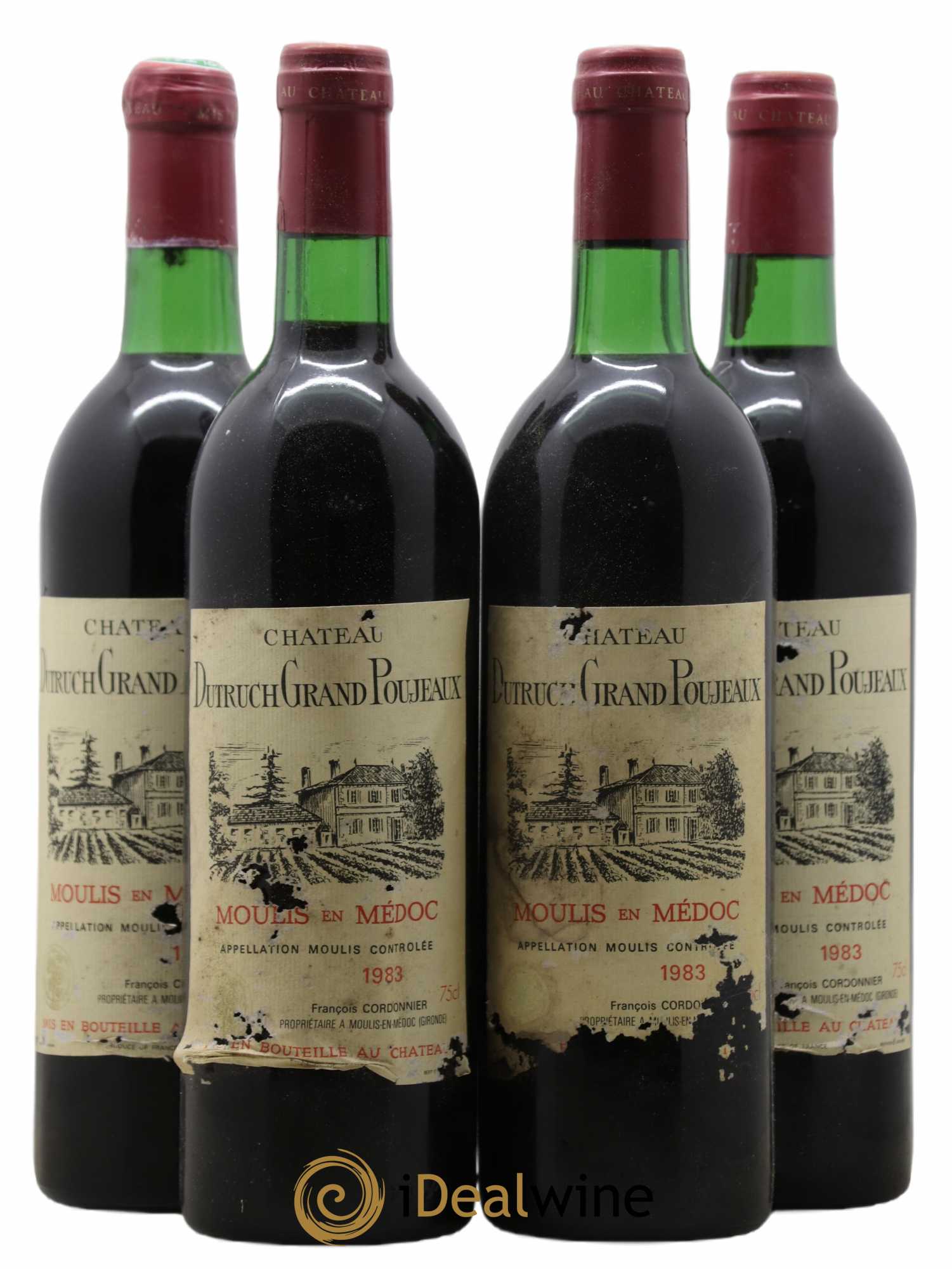 Château Dutruch Grand Poujeaux Cru Bourgeois 1983 - Lot de 4 bouteilles - 0