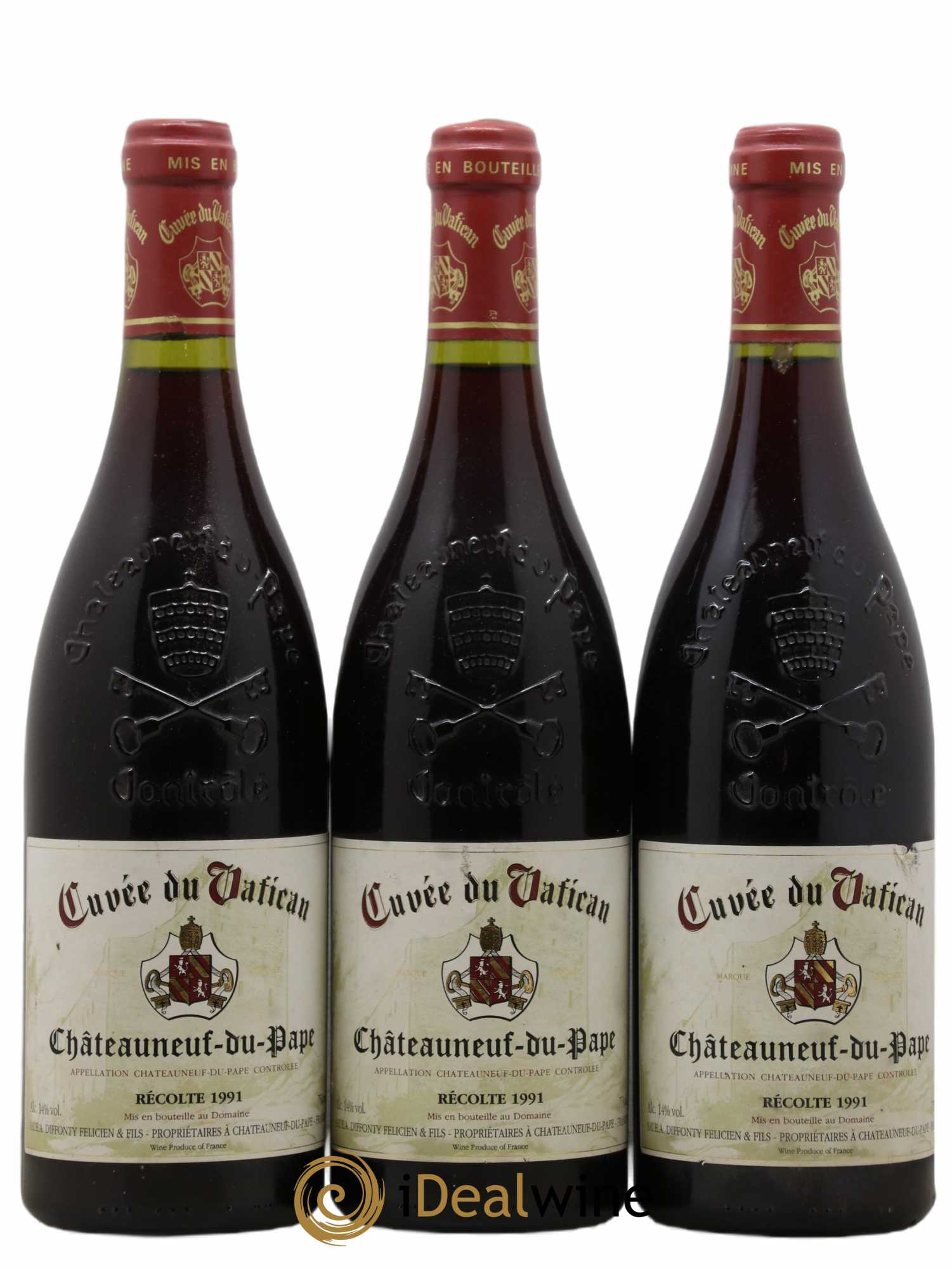 Châteauneuf-du-Pape Cuvée du Vatican Diffonty 1991 - Lot de 3 bouteilles - 0