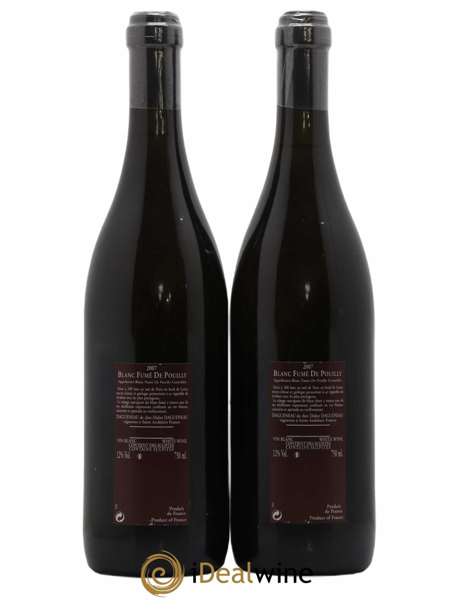 Vin de France (anciennement Pouilly-Fumé) Pur Sang Dagueneau (Domaine Didier - Louis-Benjamin) 2007 - Lot de 2 bouteilles - 1