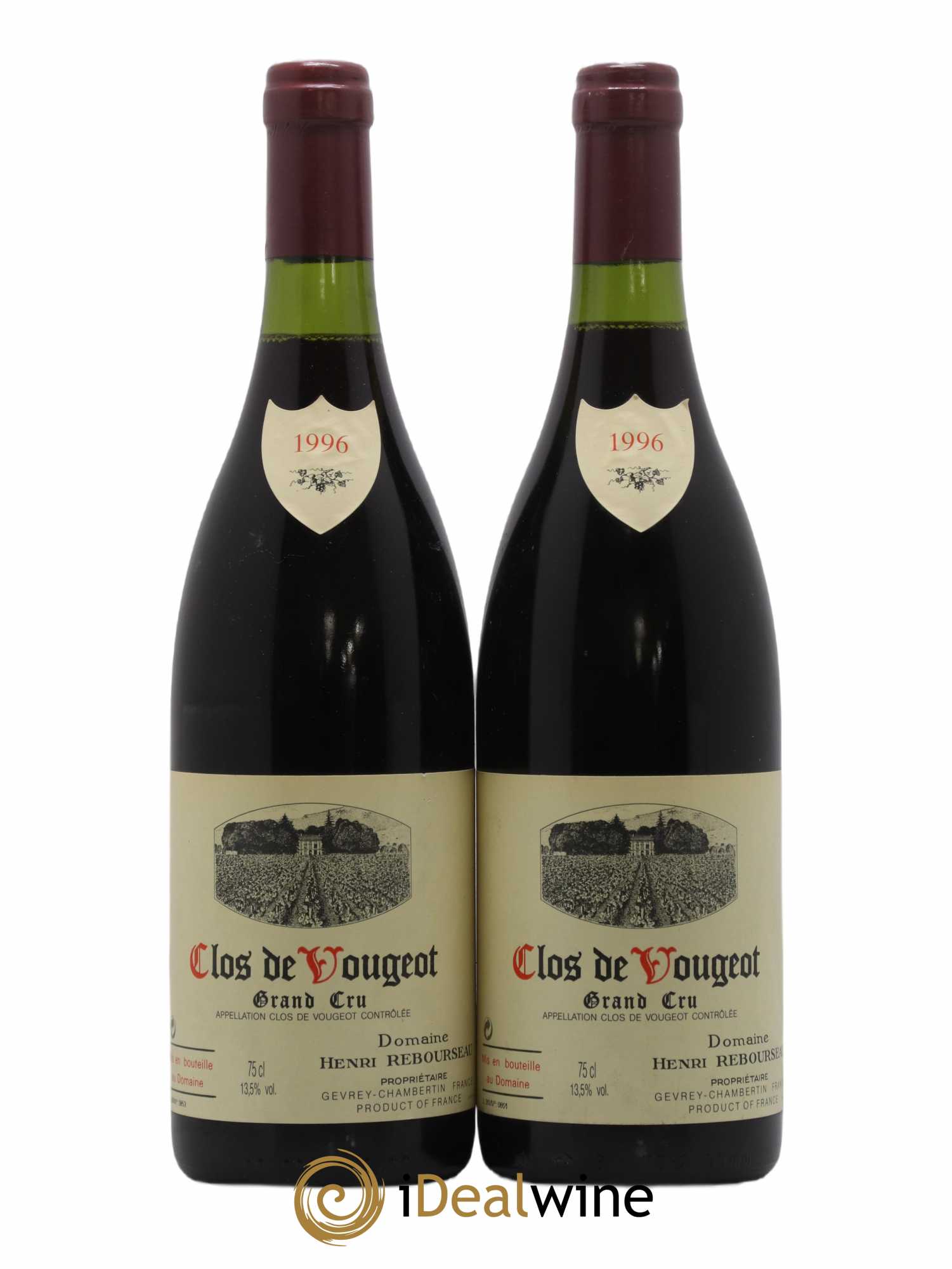 Clos de Vougeot Grand Cru Henri Rebourseau (Domaine) 1996 - Lot de 2 bouteilles - 0