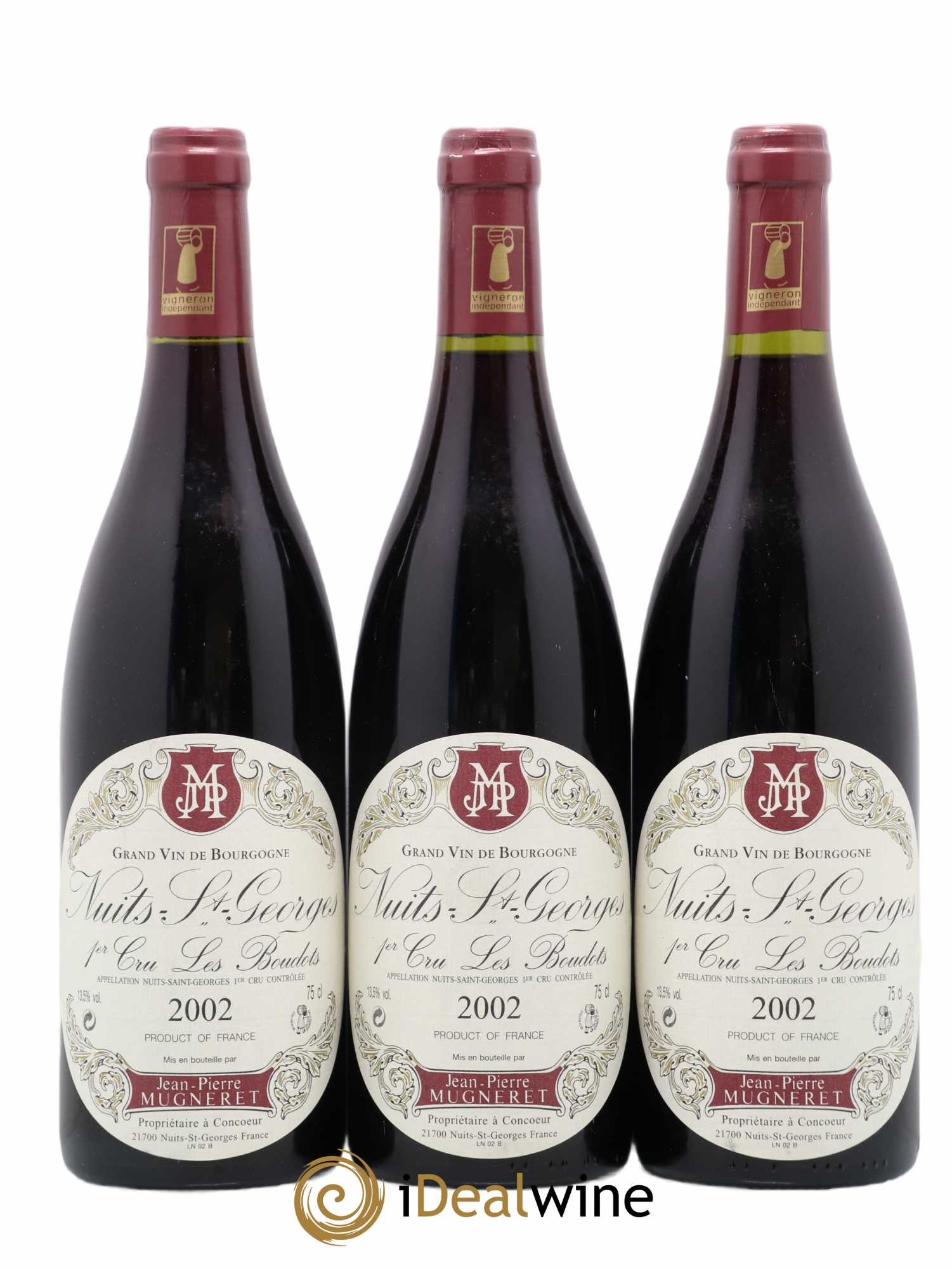 Nuits-Saint-Georges 1er Cru Les Boudots Jean Pierre Mugneret 2002 - Posten von 3 Flaschen - 0