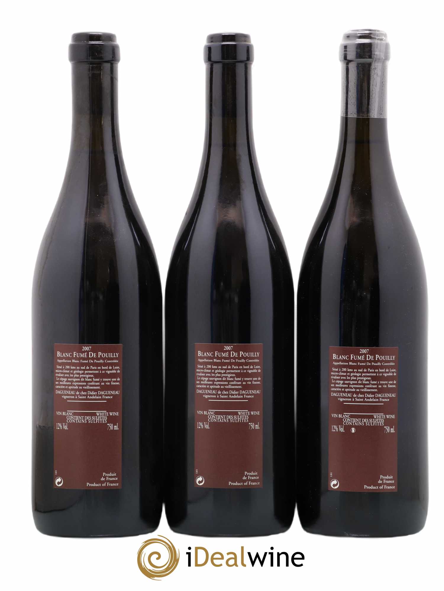 Vin de France (anciennement Pouilly-Fumé) Pur Sang Dagueneau (Domaine Didier - Louis-Benjamin) 2007 - Lot de 3 bouteilles - 1