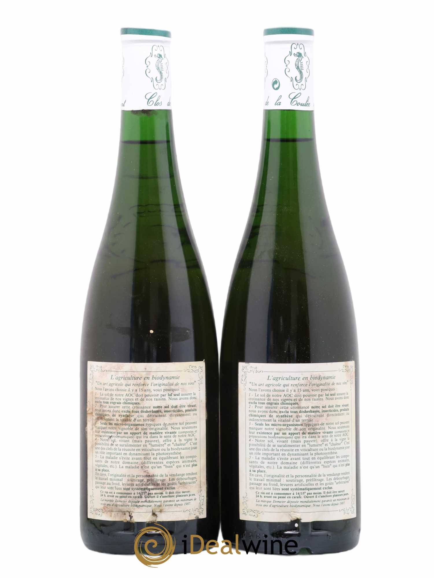 Savennières Clos de la Coulée de Serrant Vignobles de la Coulée de Serrant - Nicolas Joly 1995 - Lot de 2 bouteilles - 1