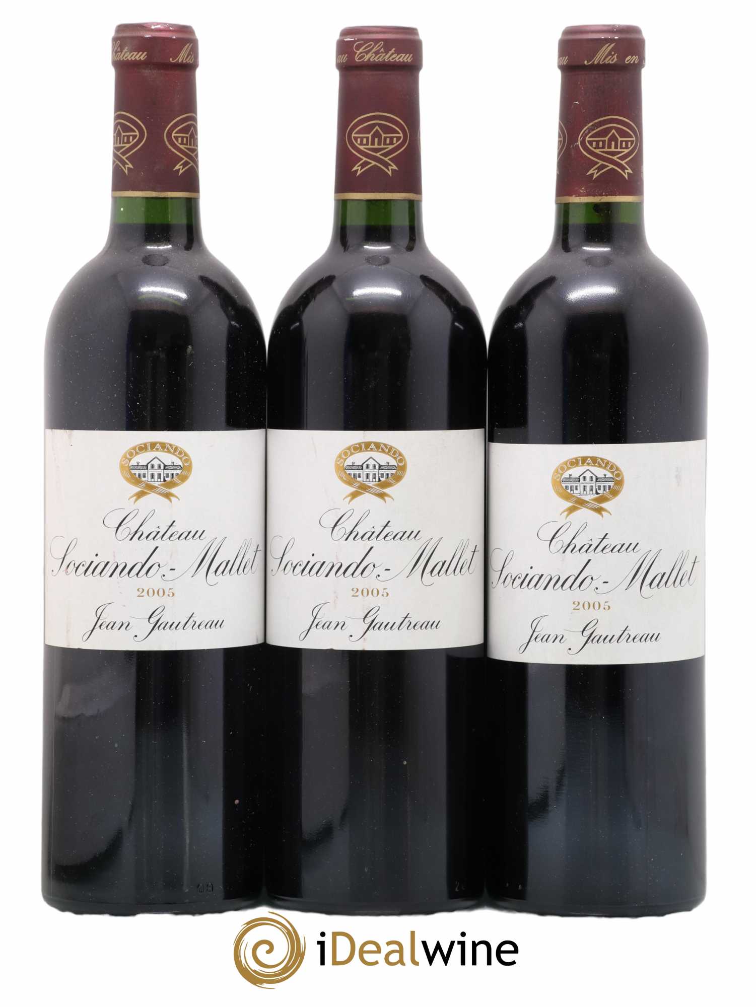 Château Sociando Mallet 2005 - Lot de 3 bouteilles - 0