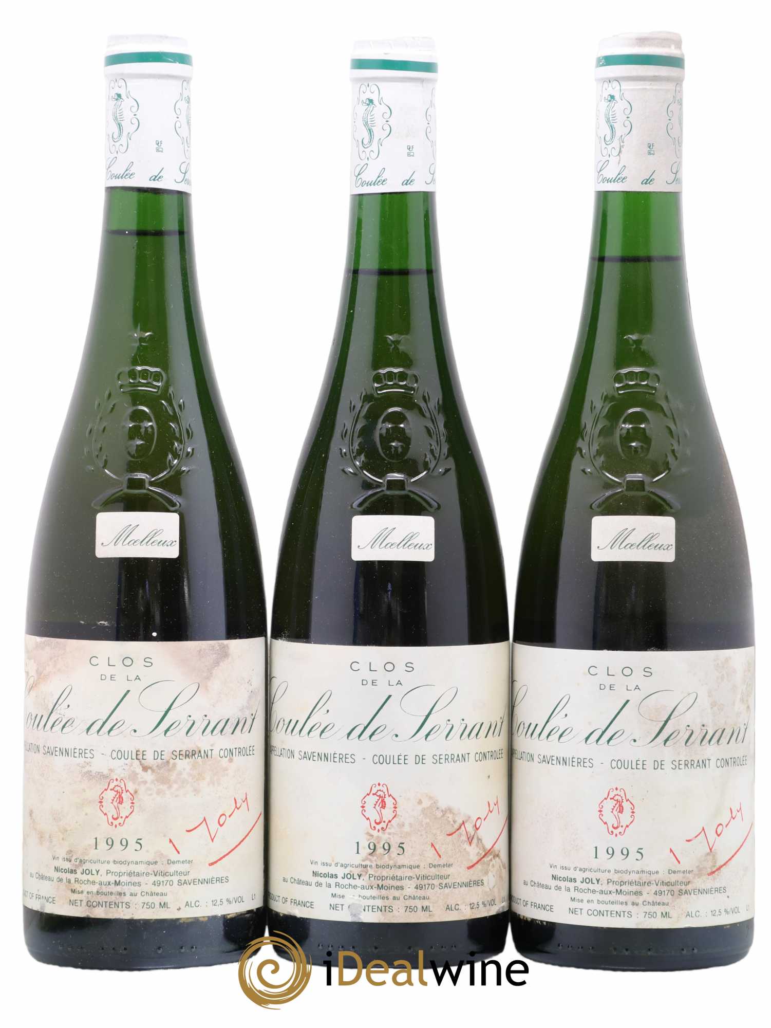 Savennières Clos de la Coulée de Serrant Moelleux Vignobles de la Coulée de Serrant - Nicolas Joly 1995 - Lotto di 3 bottiglie - 0