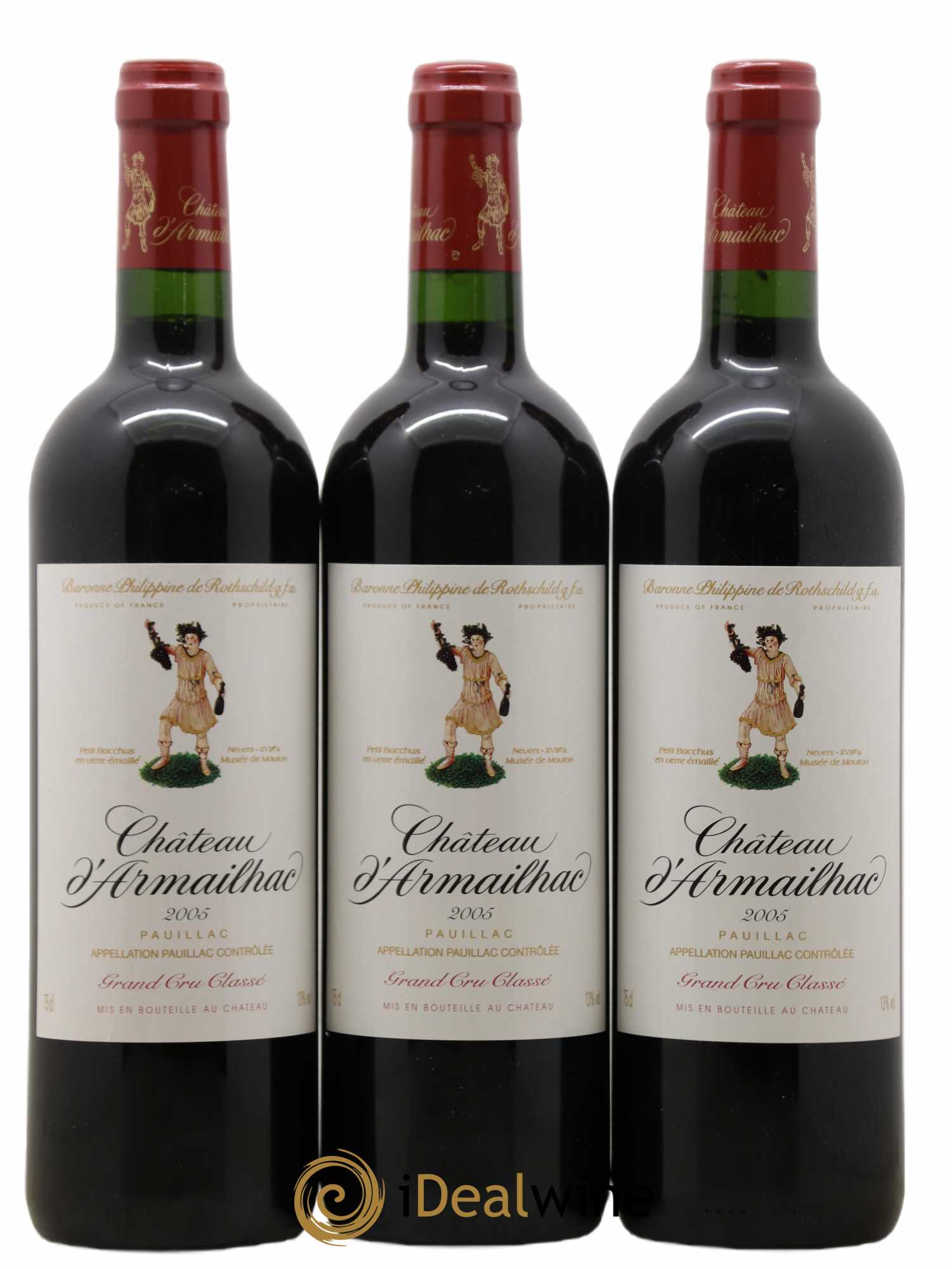 Château d' Armailhac - Mouton Baron(ne) Philippe 5ème Grand Cru Classé 2005 - Lot de 3 bouteilles - 0