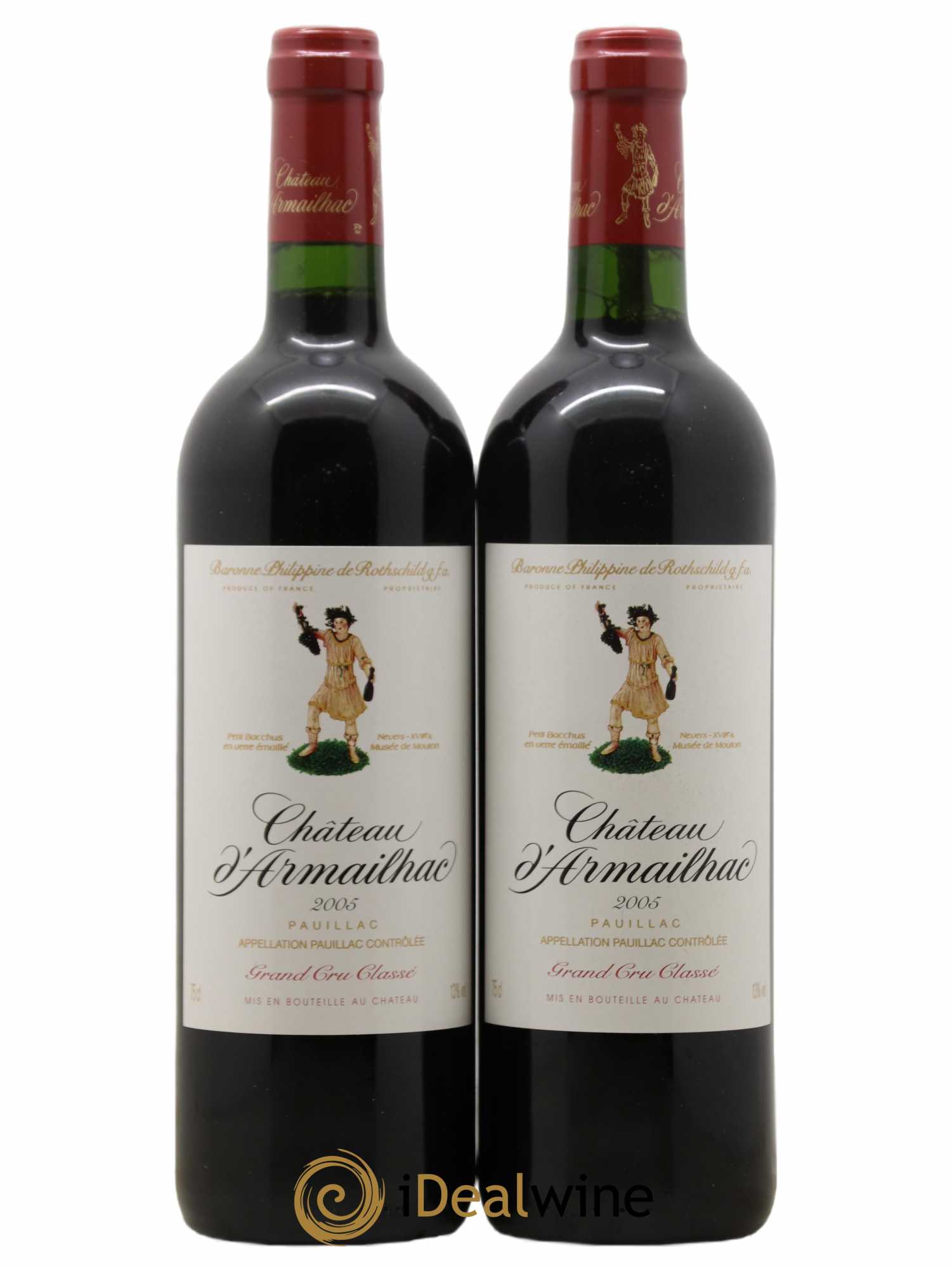 Château d' Armailhac - Mouton Baron(ne) Philippe 5ème Grand Cru Classé 2005 - Lot de 2 bouteilles - 0