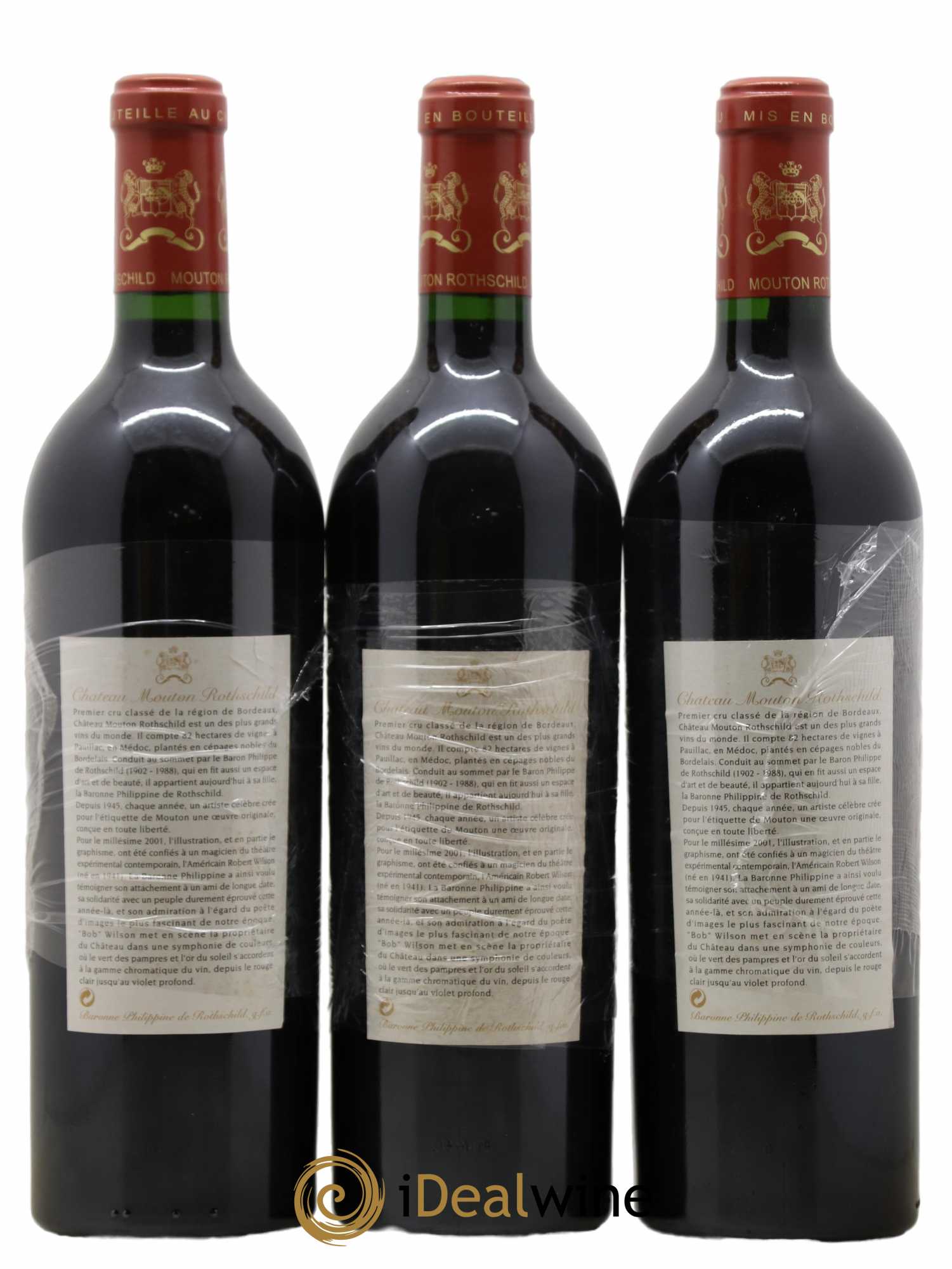 Château Mouton Rothschild 1er Grand Cru Classé 2001 - Lot de 3 bouteilles - 1