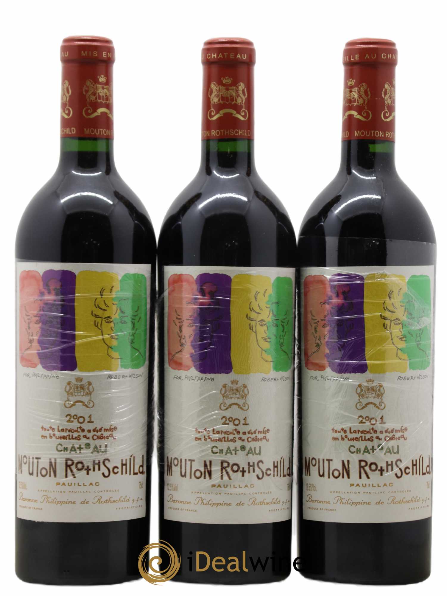 Château Mouton Rothschild 1er Grand Cru Classé 2001 - Lot de 3 bouteilles - 0