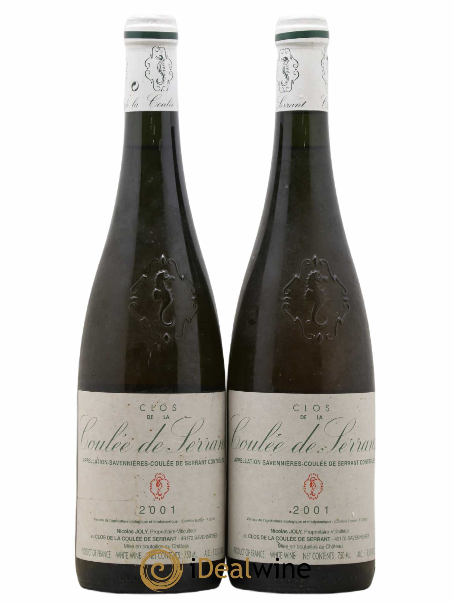 Savennières Clos de la Coulée de Serrant Vignobles de la Coulée de Serrant - Nicolas Joly 2001 - Lot de 2 bouteilles - 0