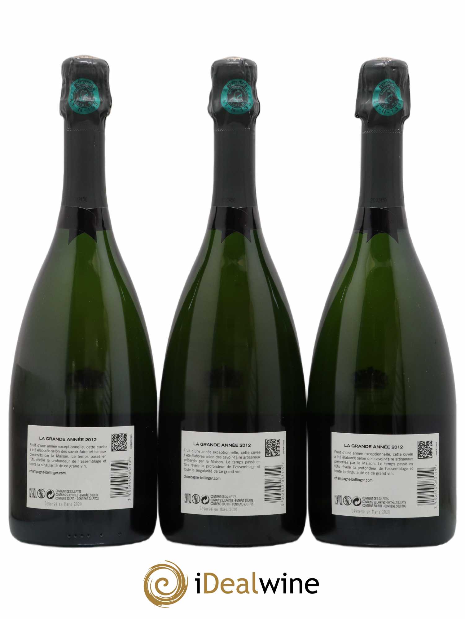Grande Année Brut Bollinger 2012 - Lot of 3 bottles - 1