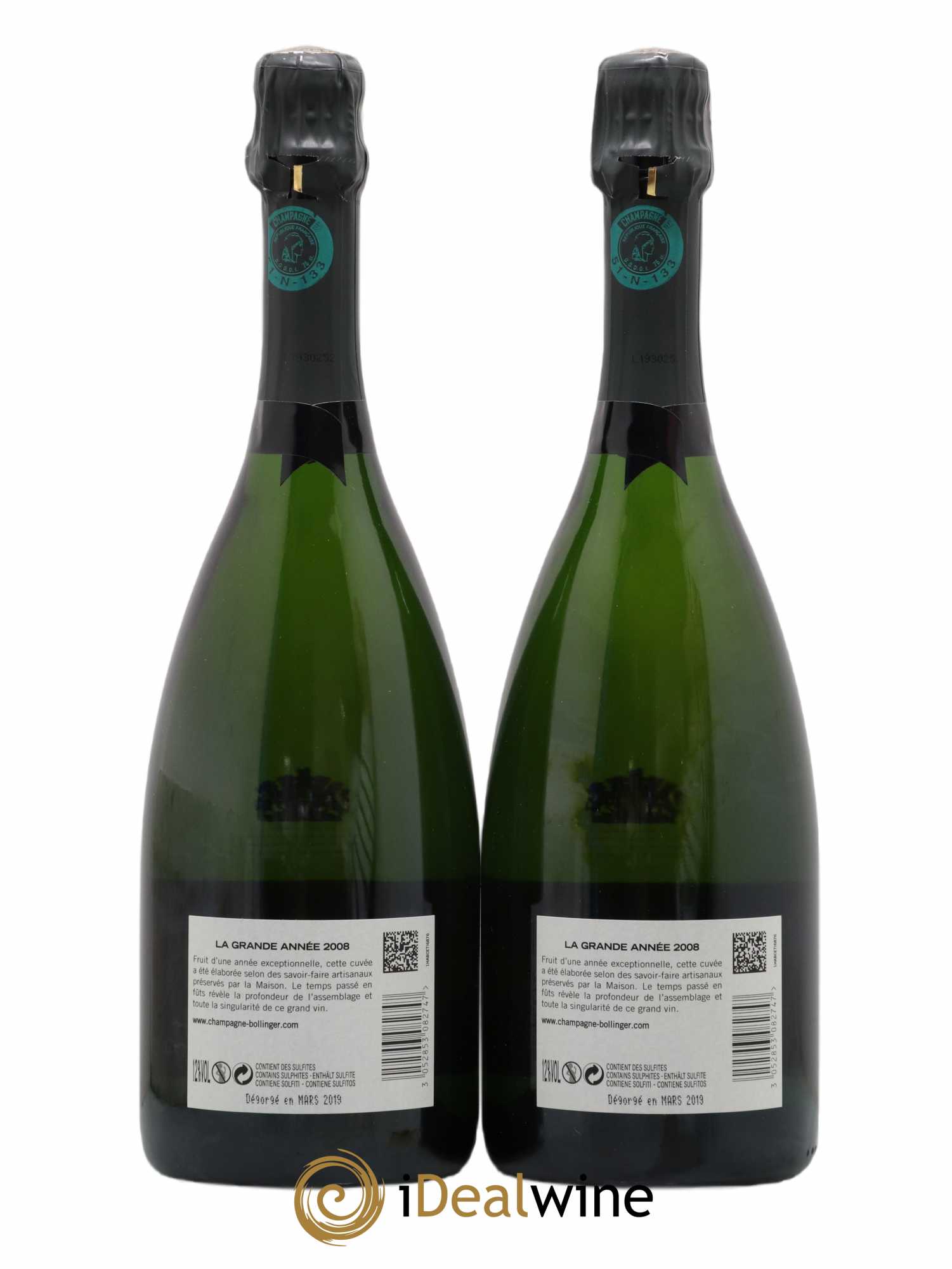 Grande Année Brut Bollinger 2008 - Lot of 2 bottles - 1