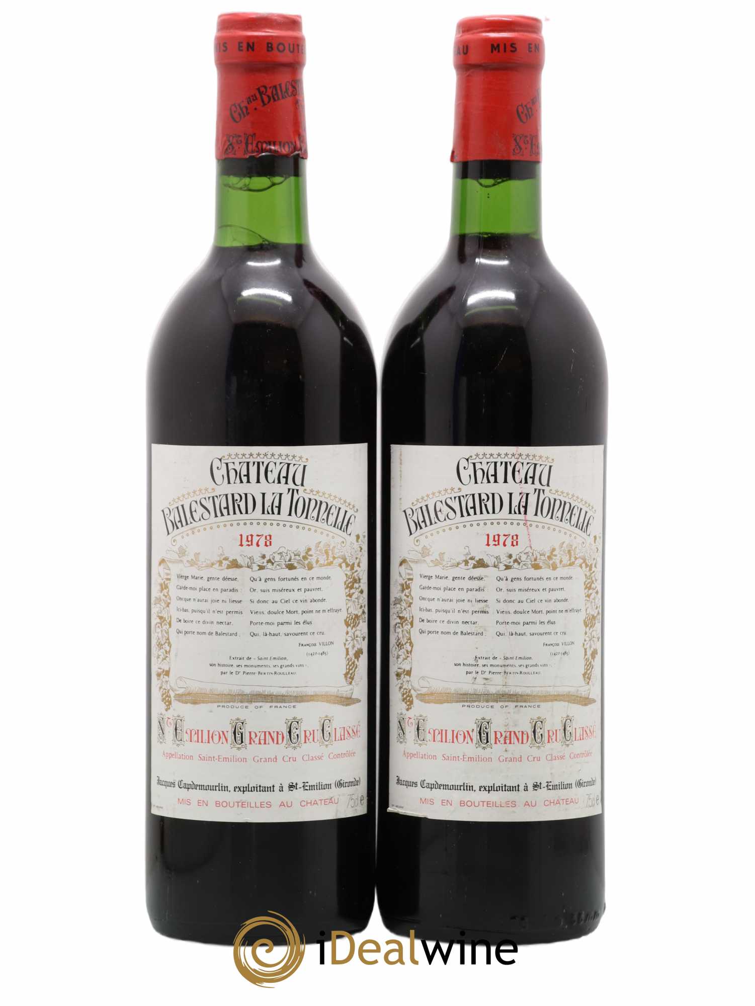 Château Balestard la Tonnelle Grand Cru Classé 1978 - Lot de 2 bouteilles - 0