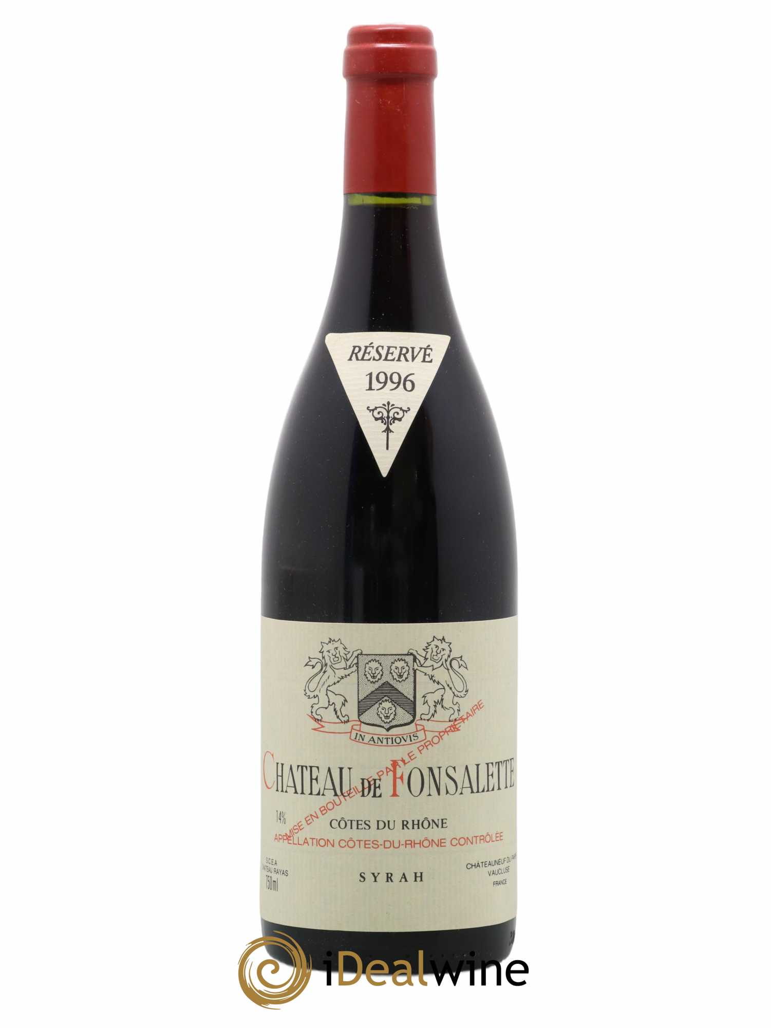 Côtes-du-Rhône Cuvée Syrah Château de Fonsalette 1996 - Lot de 1 bouteille - 0
