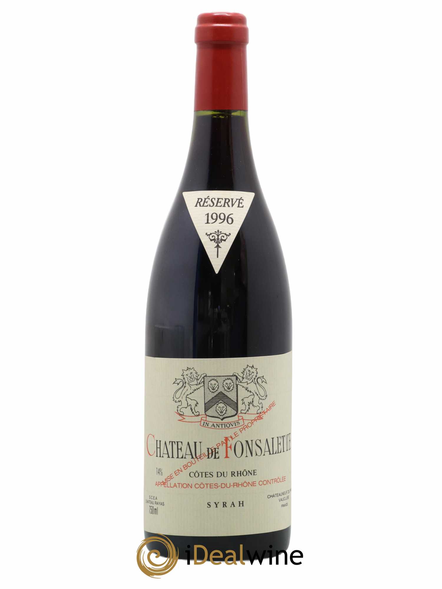 Côtes-du-Rhône Cuvée Syrah Château de Fonsalette 1996 - Lot de 1 bouteille - 0