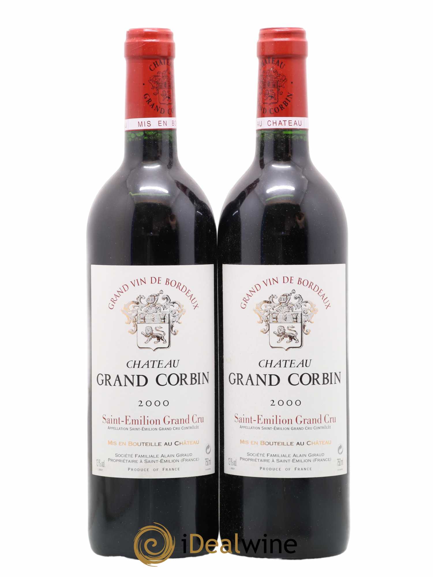 Château Grand Corbin Grand Cru Classé 2000 - Lot de 2 bouteilles - 0