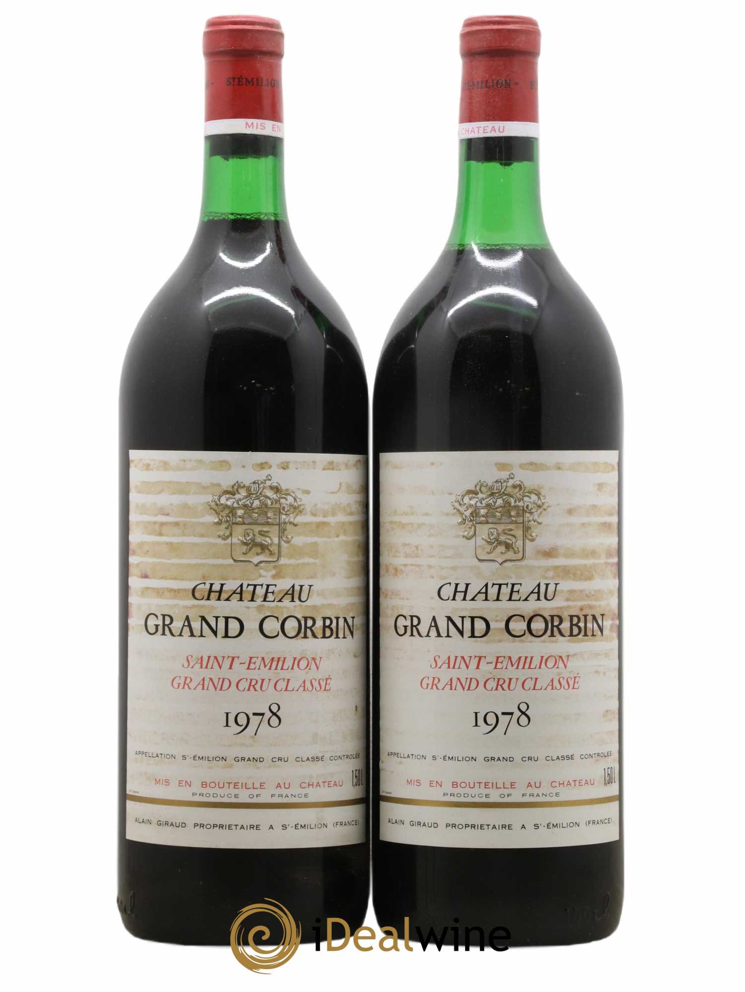 Château Grand Corbin Grand Cru Classé 1978 - Lot de 2 magnums - 0