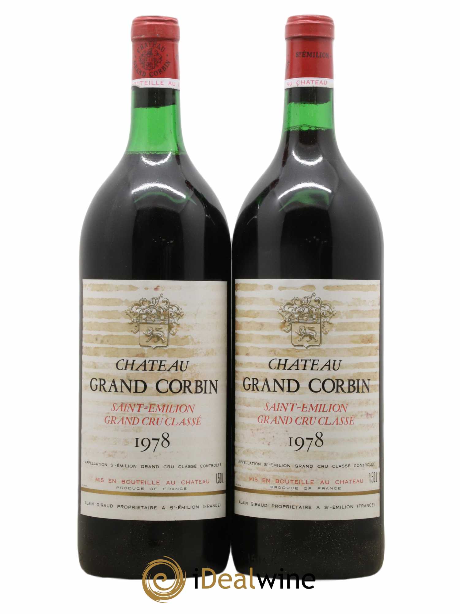 Château Grand Corbin Grand Cru Classé 1978 - Lot de 2 magnums - 0