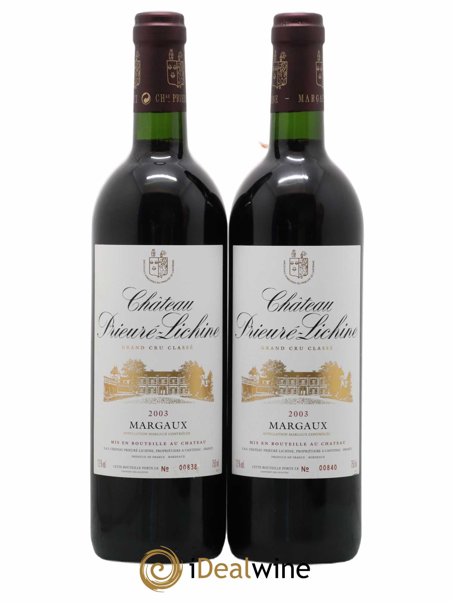 Château Prieuré Lichine 4ème Grand Cru Classé 2003 - Lot de 2 bouteilles - 0