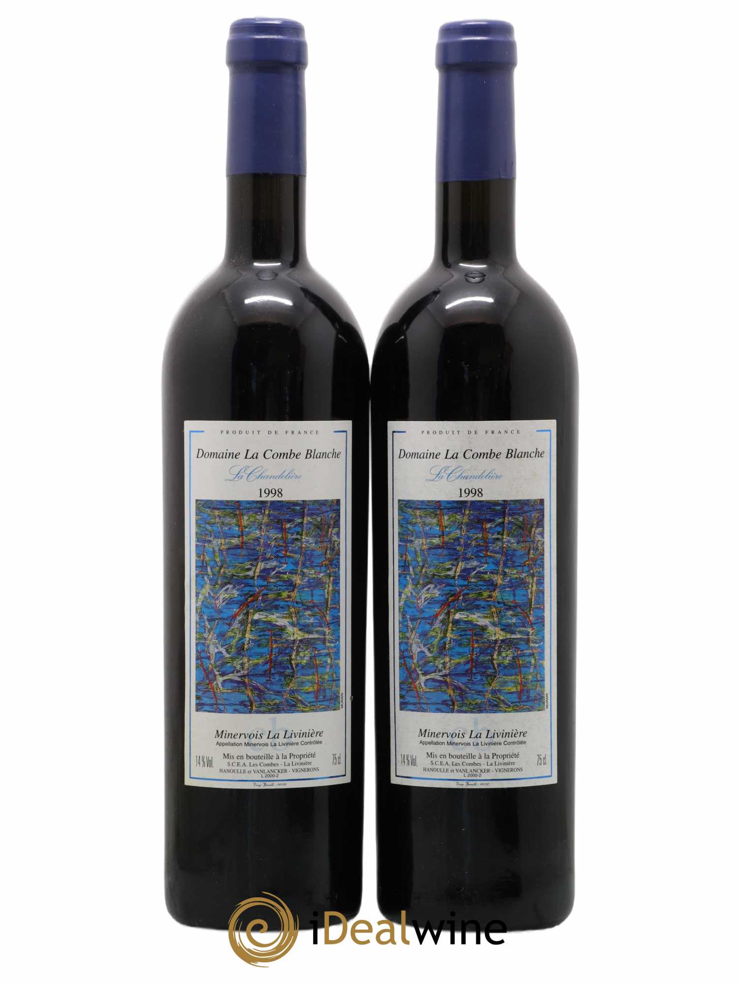 Minervois La Livinière La Combe Blanche La Chandelière 1998 - Lot de 2 bouteilles - 0