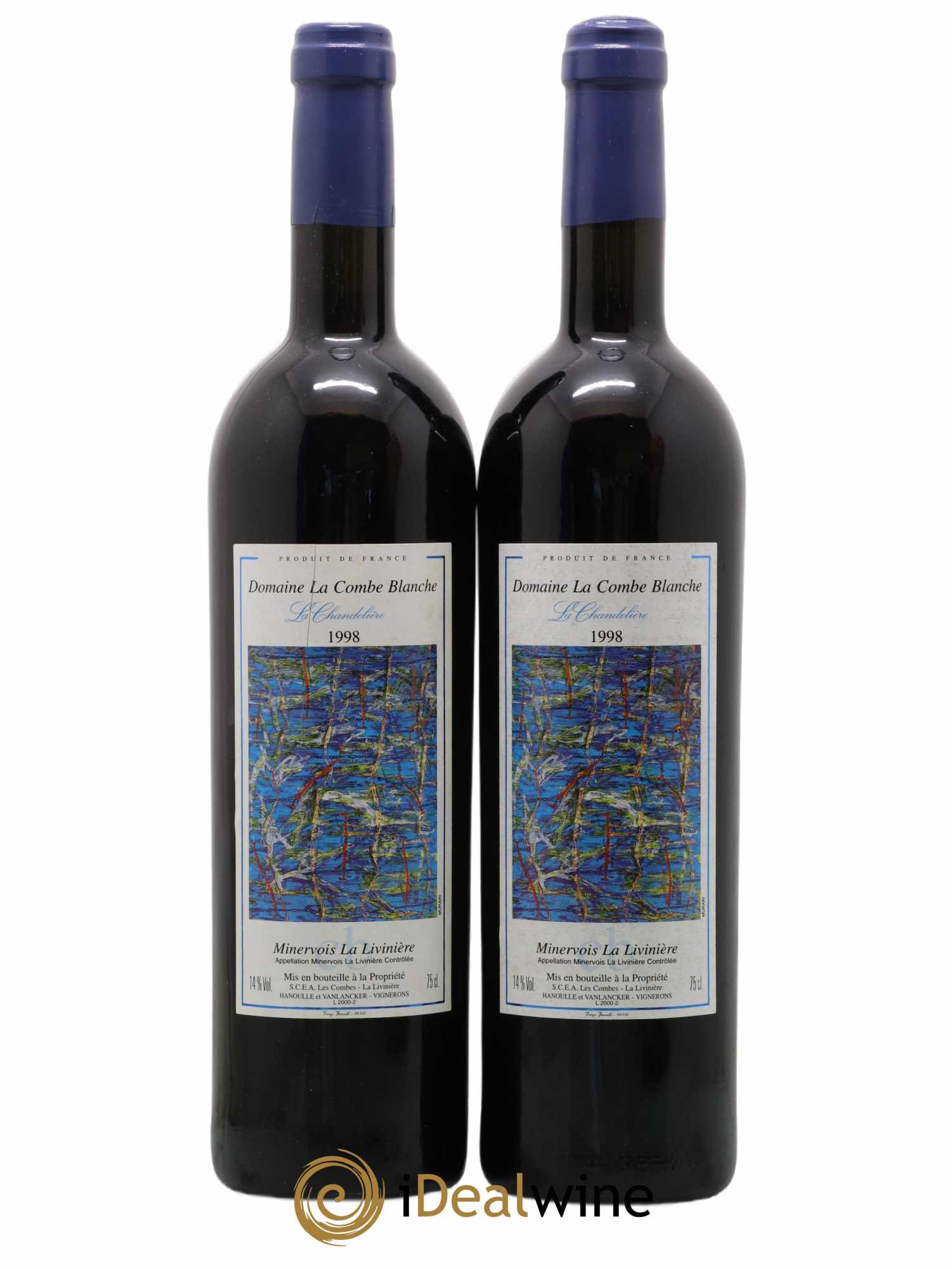 Minervois La Livinière La Combe Blanche La Chandelière 1998 - Lot de 2 bouteilles - 0