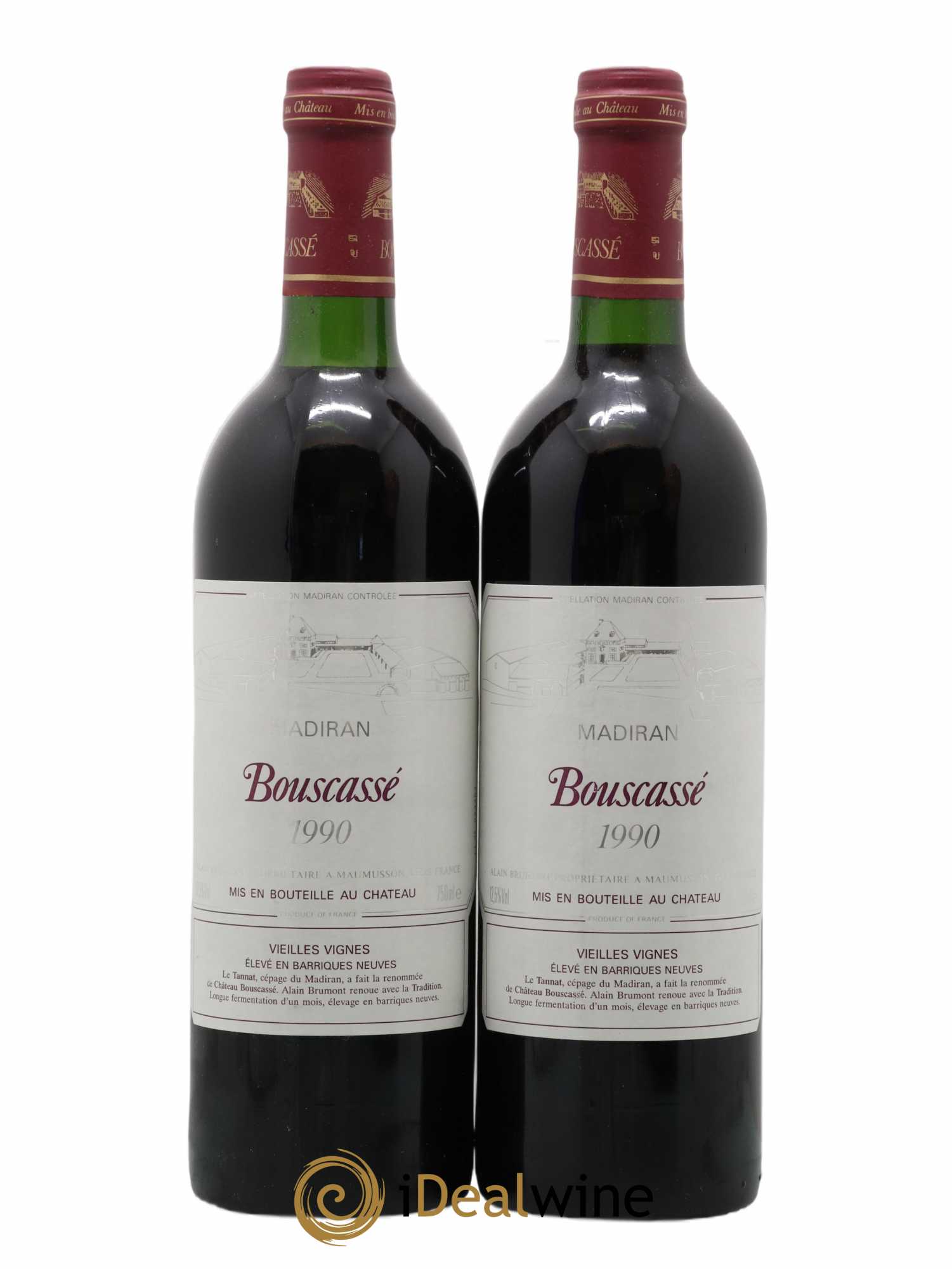Madiran Vieilles Vignes Château Bouscassé - Alain Brumont 1990 - Lotto di 2 bottiglie - 0