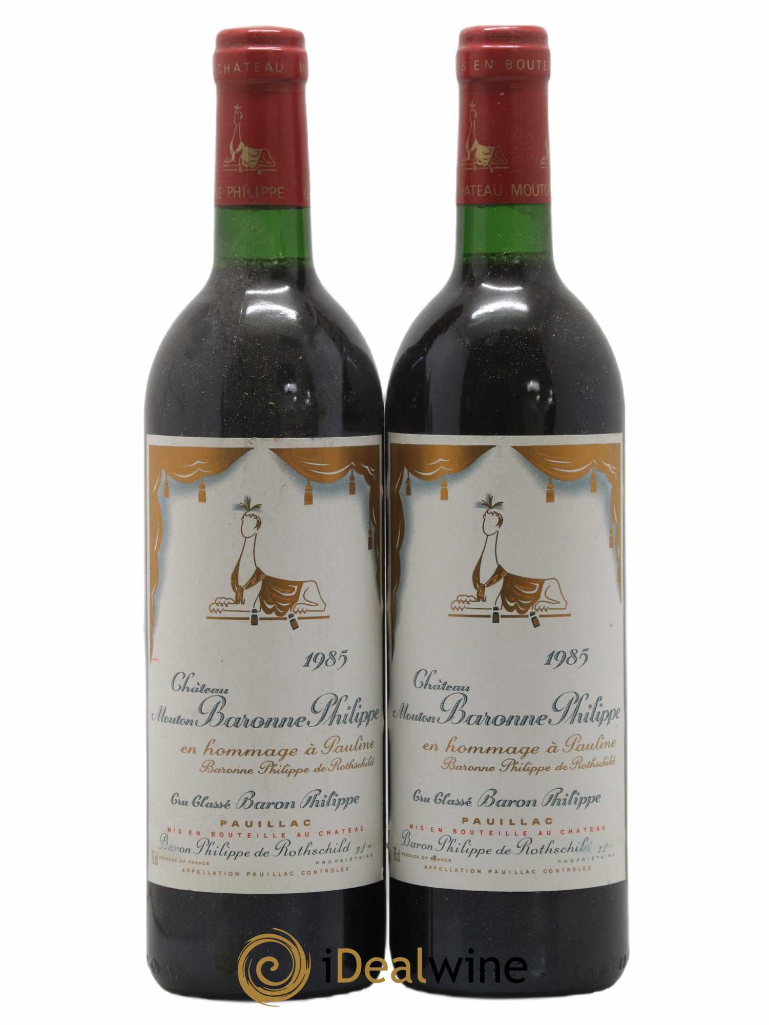 Château d' Armailhac - Mouton Baron(ne) Philippe 5ème Grand Cru Classé 1985 - Lot de 2 bouteilles - 0