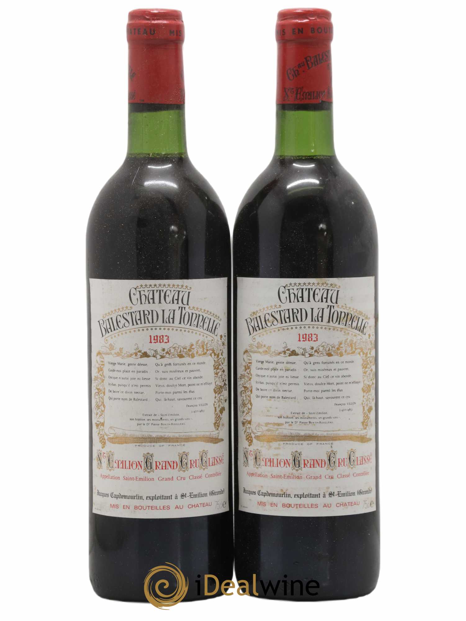 Château Balestard la Tonnelle Grand Cru Classé 1983 - Lot de 2 bouteilles - 0