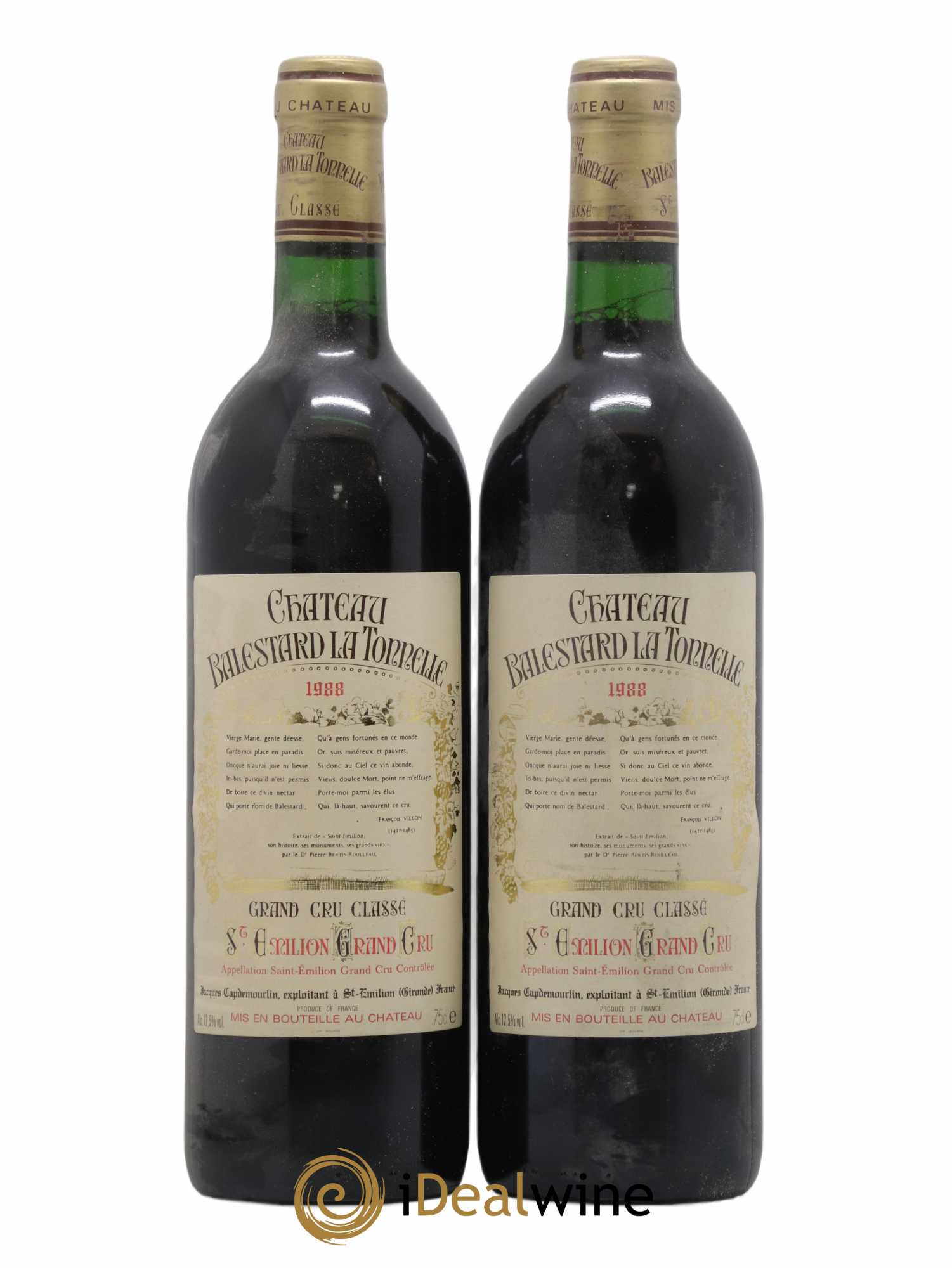 Château Balestard la Tonnelle Grand Cru Classé 1988 - Lot de 2 bouteilles - 0