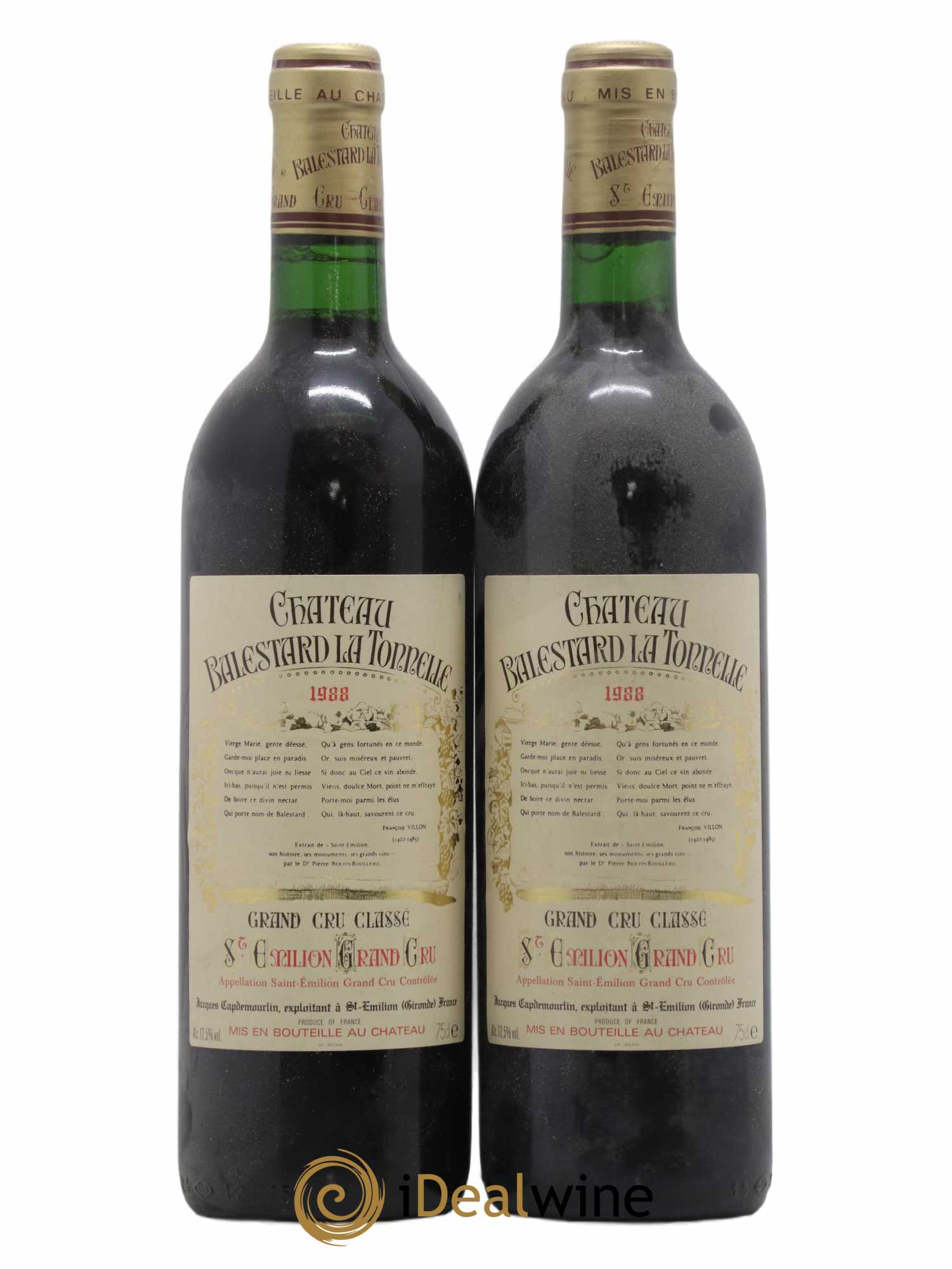 Château Balestard la Tonnelle Grand Cru Classé 1988 - Lot de 2 bouteilles - 0
