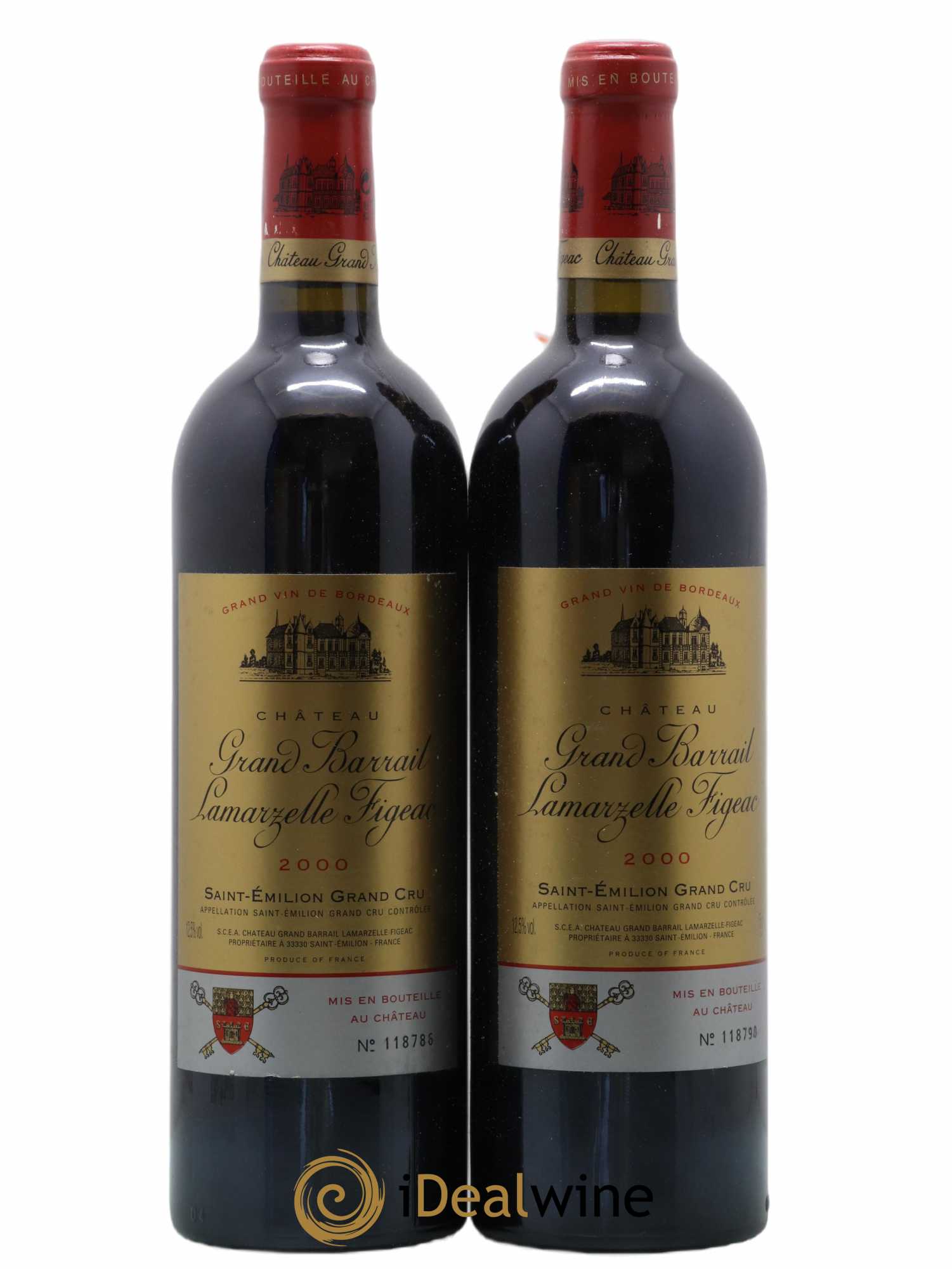 Château Grand Barrail Lamarzelle Figeac Grand Cru Classé 2000 - Lot de 2 bouteilles - 0