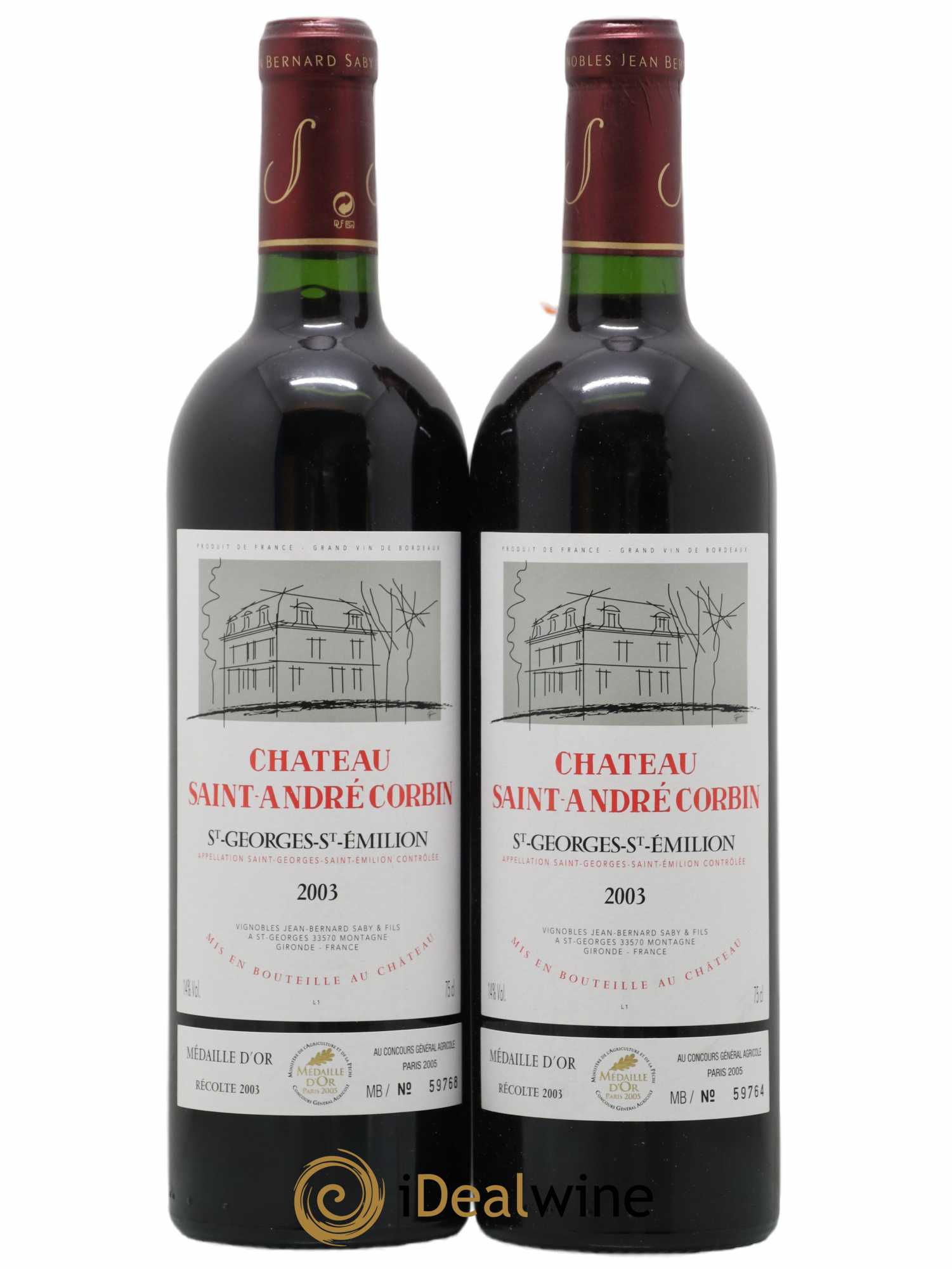 Saint-Georges-Saint-Émilion Saint André Corbin 2003 - Lot de 2 bouteilles - 0