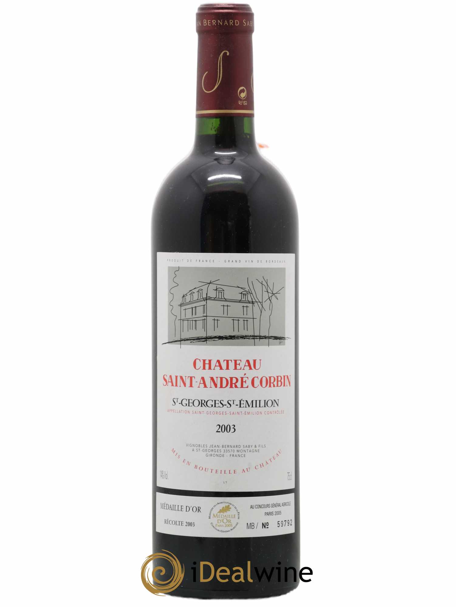 Saint-Georges-Saint-Émilion Saint André Corbin 2003 - Lot de 1 bouteille - 0
