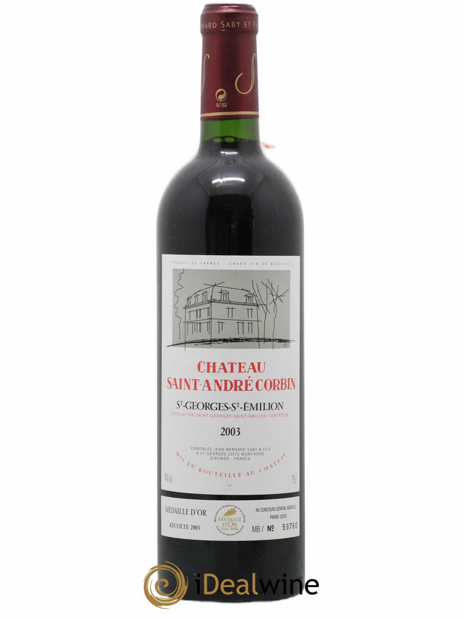 Saint-Georges-Saint-Émilion Saint André Corbin 2003 - Lot de 1 bouteille - 0