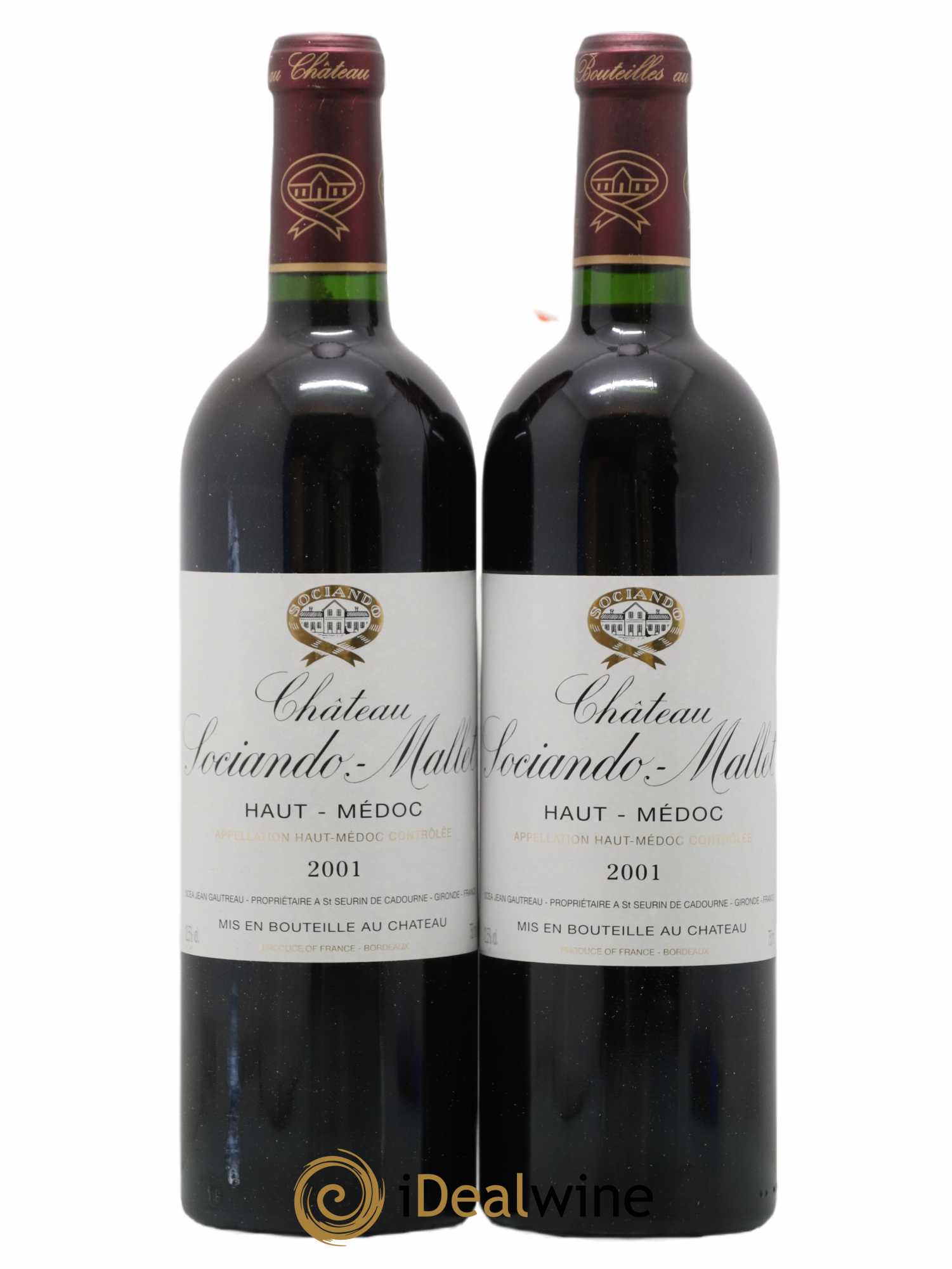 Château Sociando Mallet 2001 - Lot de 2 bouteilles - 0