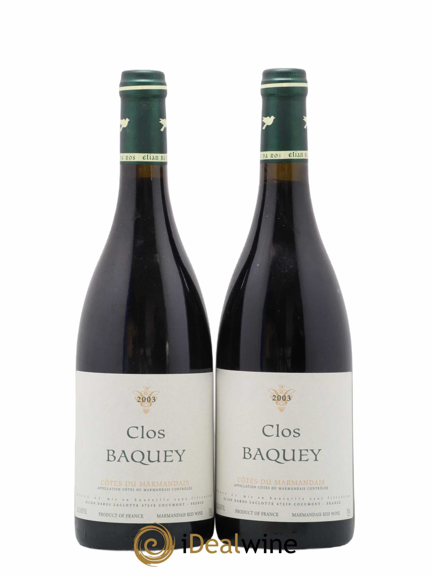 Côtes du Marmandais Clos Baquey Elian Da Ros (Domaine) 2003 - Lot de 2 bouteilles - 0