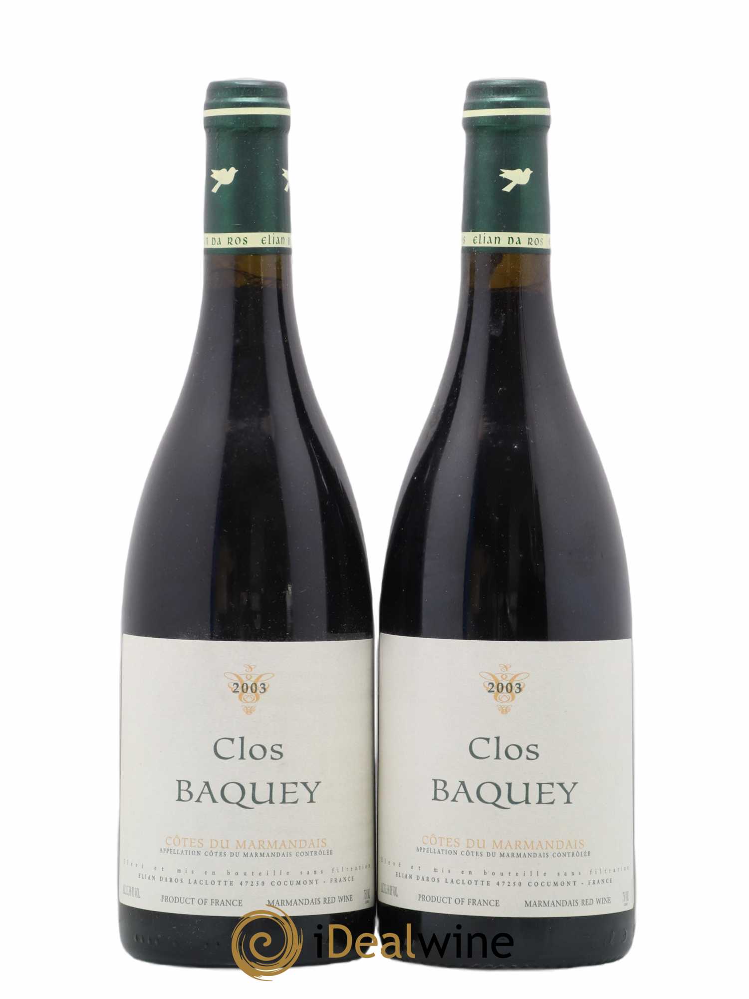 Côtes du Marmandais Clos Baquey Elian Da Ros (Domaine) 2003 - Lot de 2 bouteilles - 0