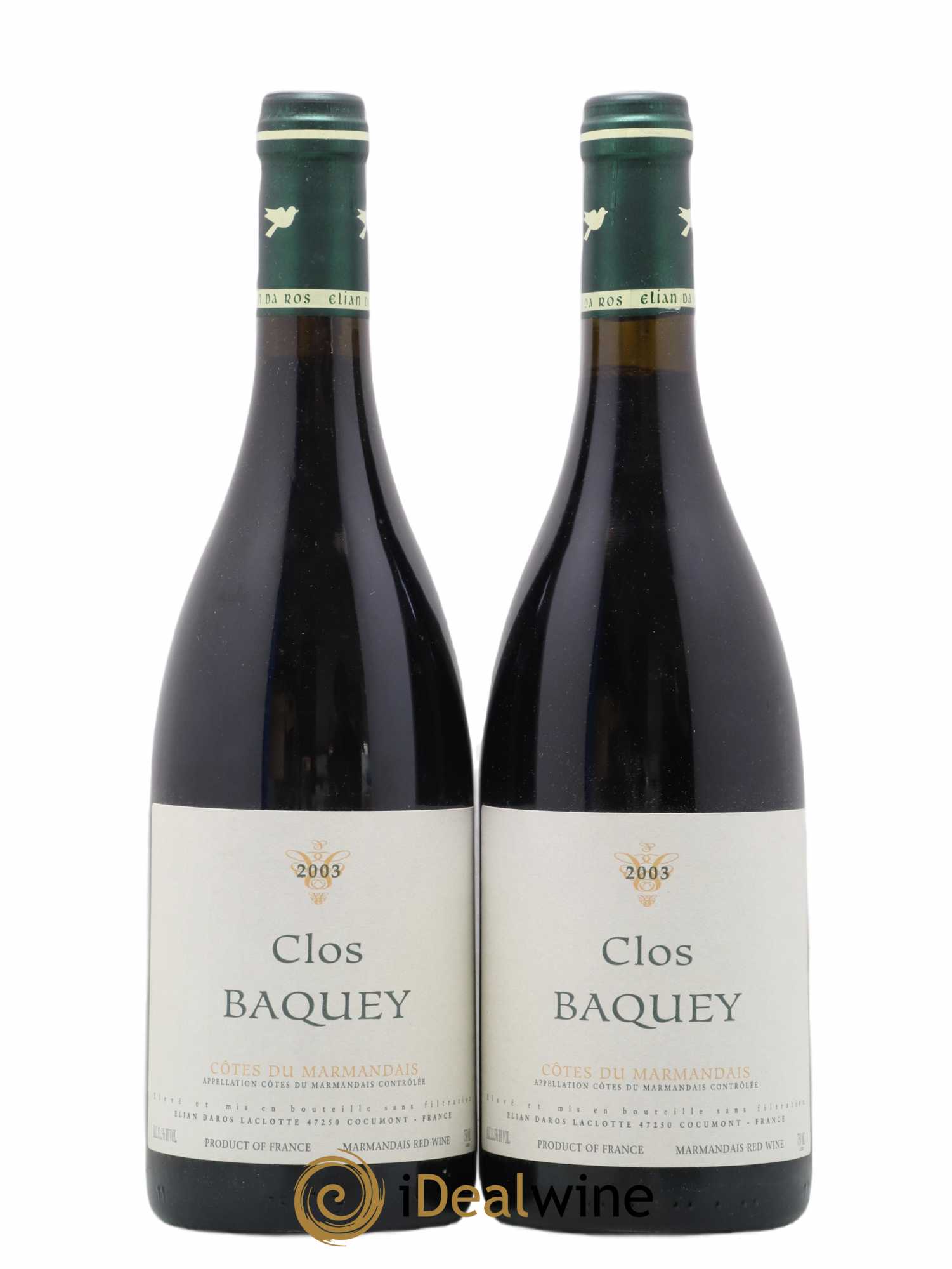 Côtes du Marmandais Clos Baquey Elian Da Ros (Domaine) 2003 - Lot de 2 bouteilles - 0