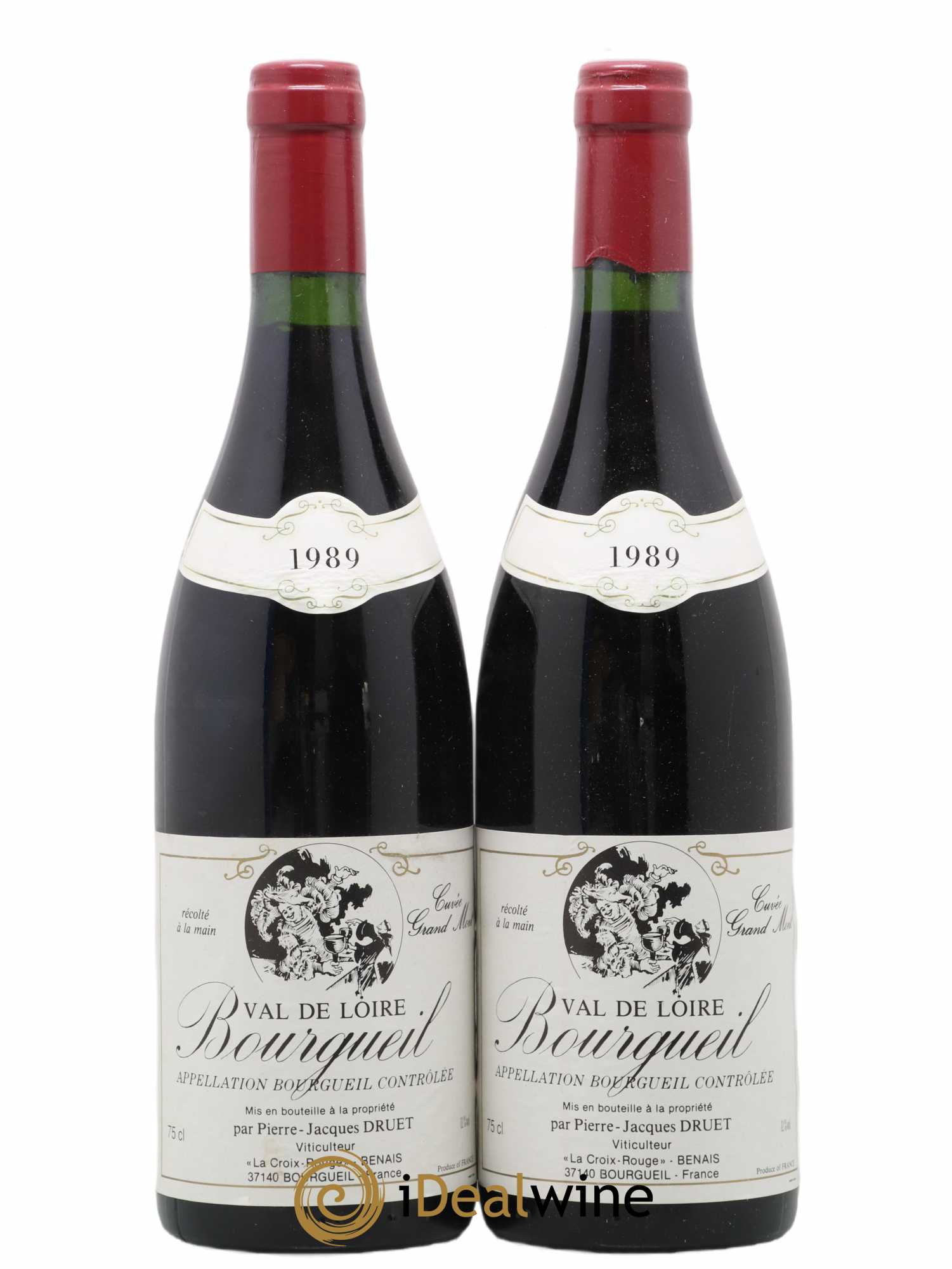 Bourgueil Grand Mont Pierre Jacques Druet 1989 - Lot de 2 bouteilles - 0