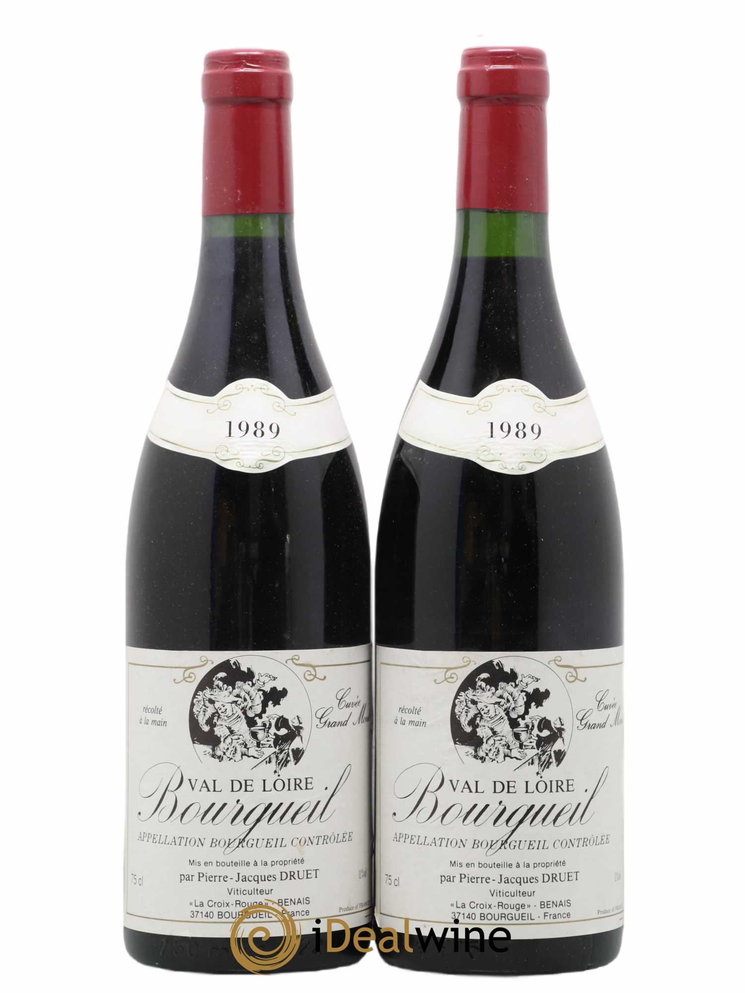 Bourgueil Grand Mont Pierre Jacques Druet 1989 - Lot de 2 bouteilles - 0