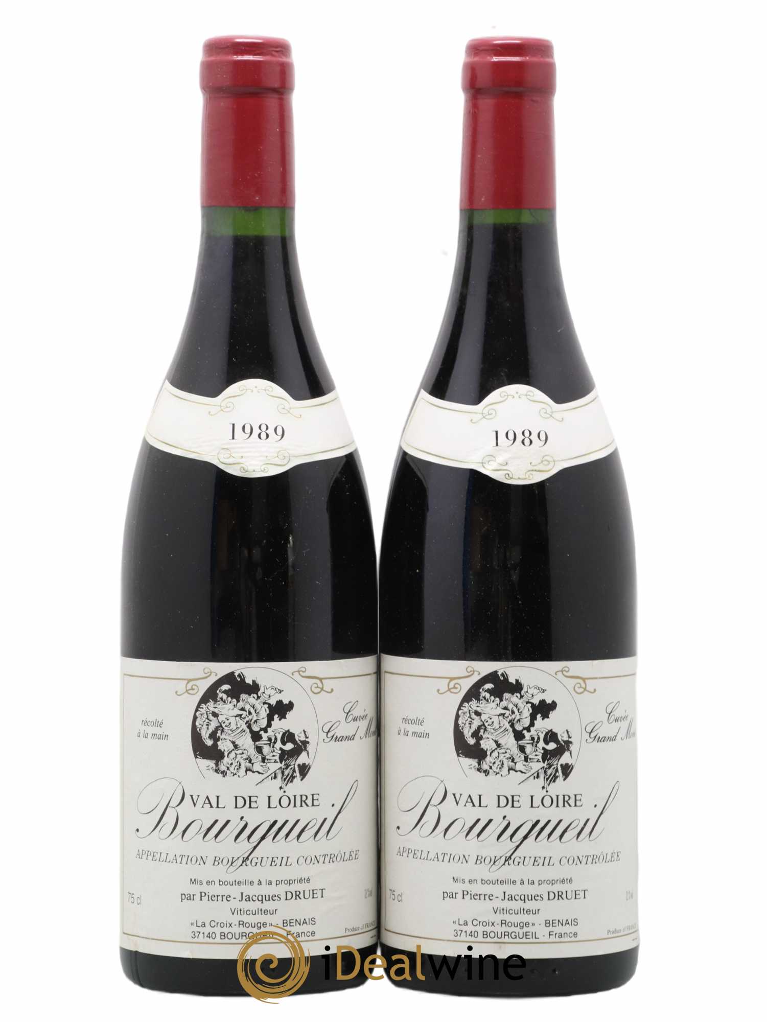 Bourgueil Grand Mont Pierre Jacques Druet 1989 - Lot de 2 bouteilles - 0