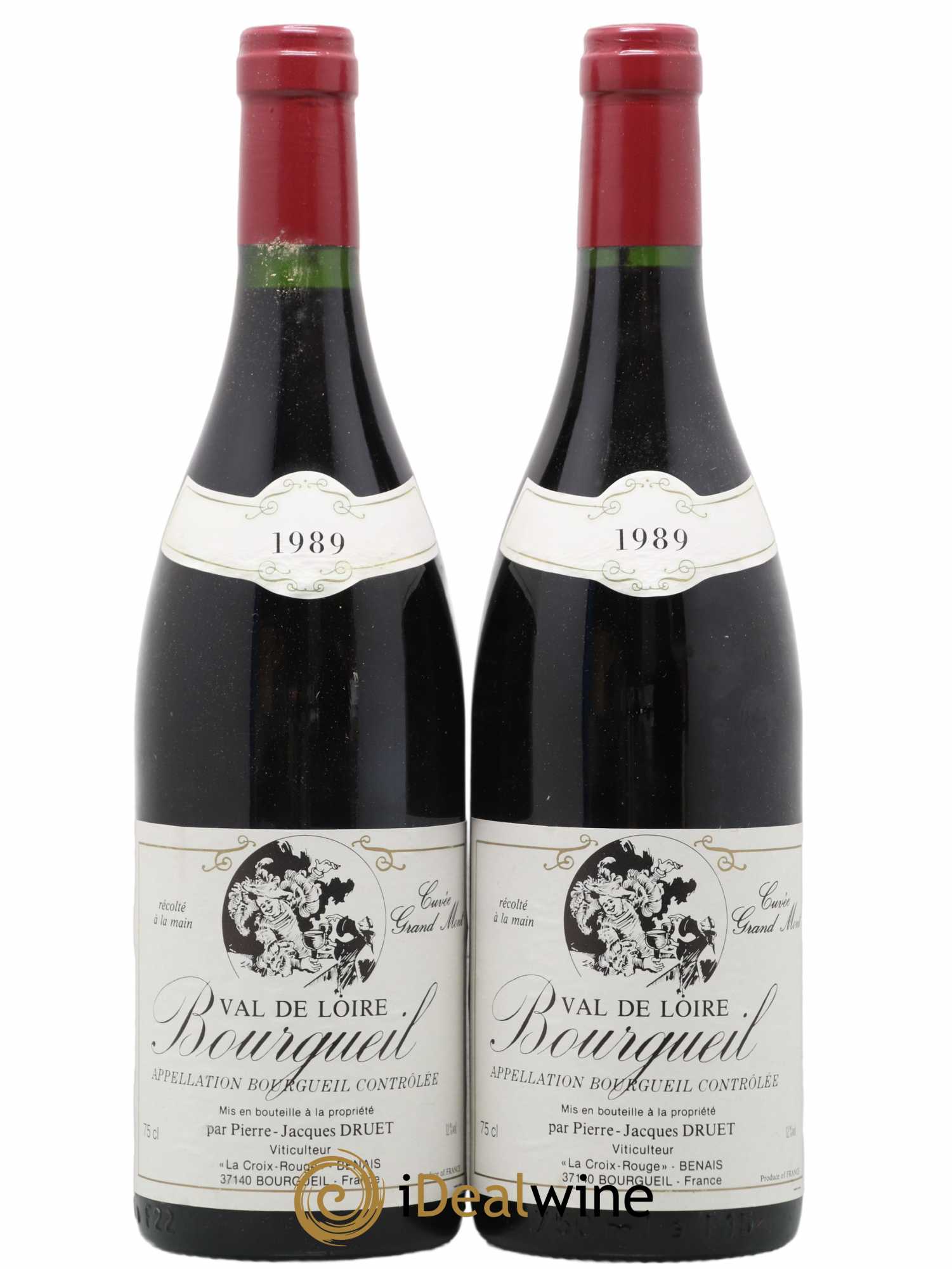 Bourgueil Grand Mont Pierre Jacques Druet 1989 - Lot de 2 bouteilles - 0